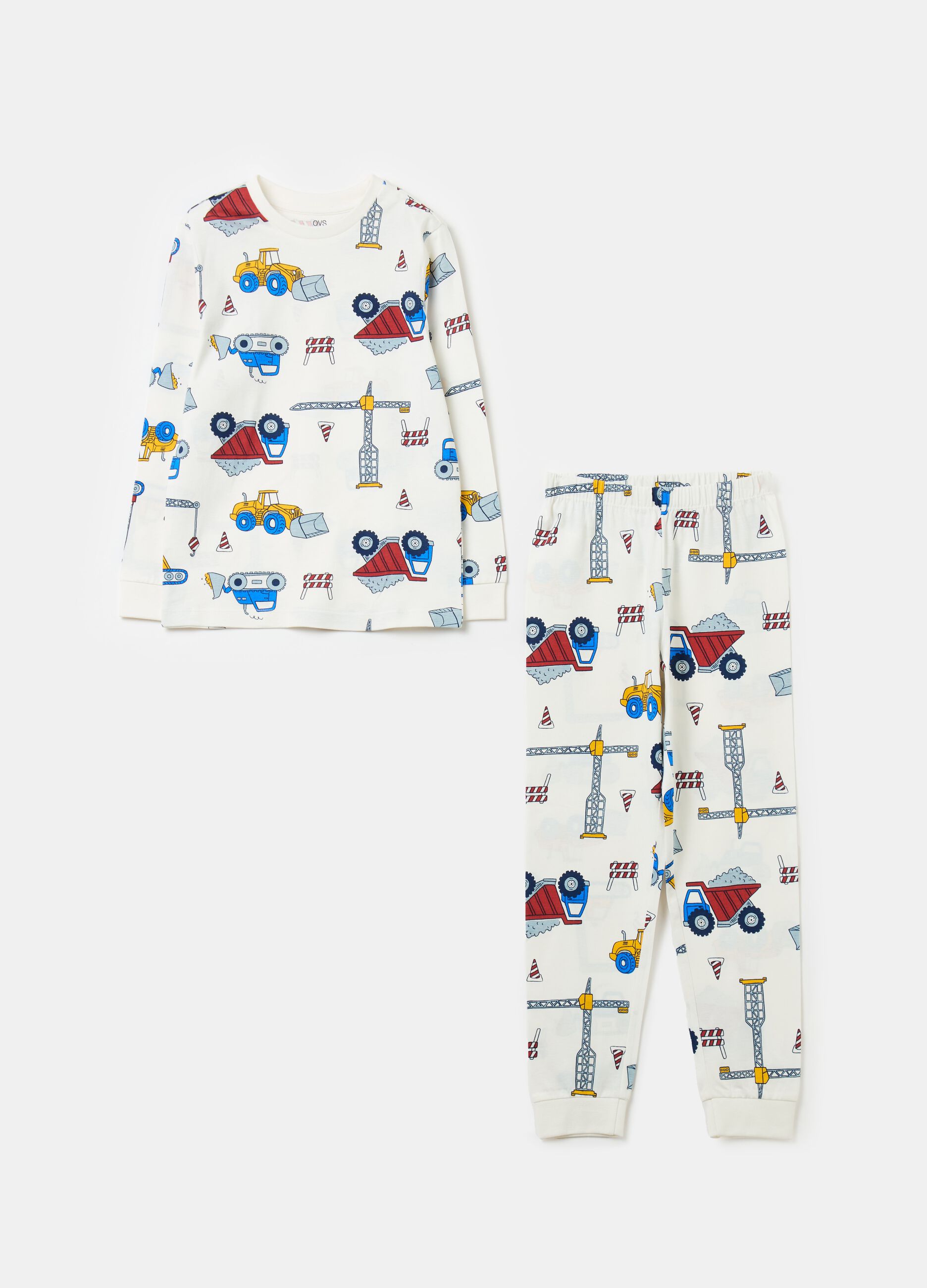 Pyjamas in organic cotton with machinery print