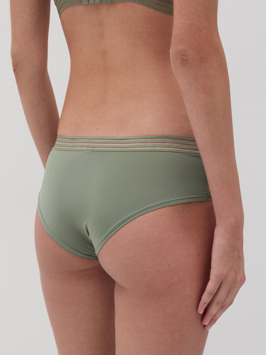 Microfibre French knickers with striped external elastic_3