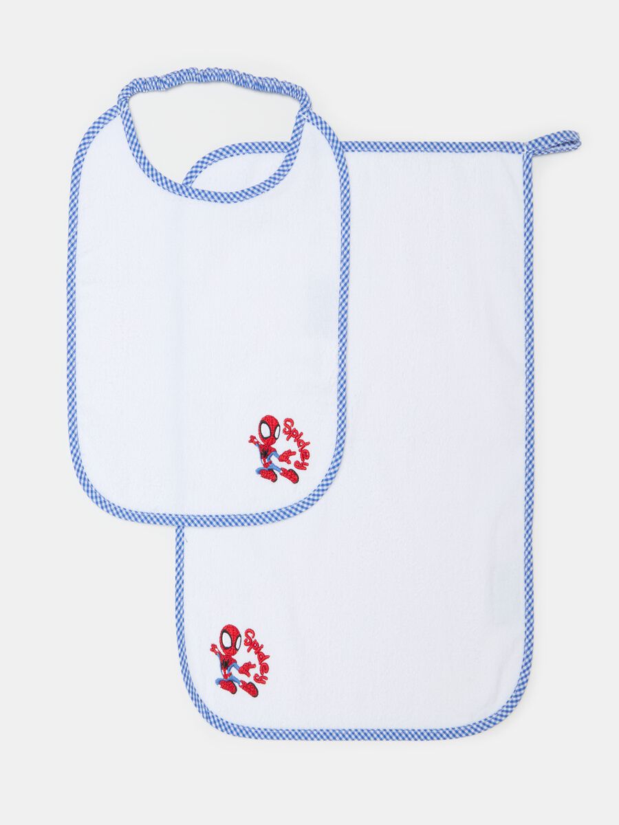 Baby bib and towel set with Spidey embroidery_1