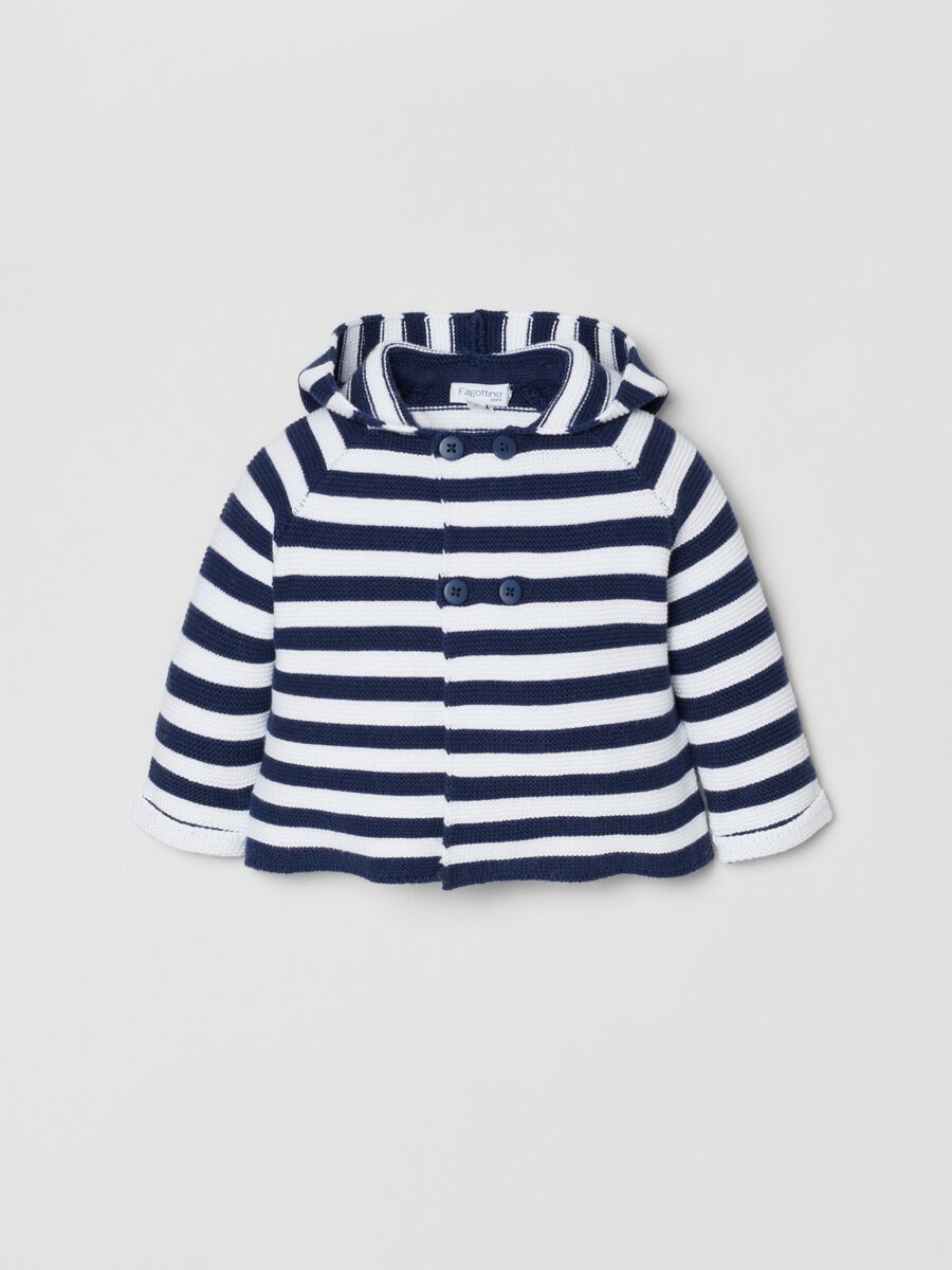 Striped knit cardigan with hood_0