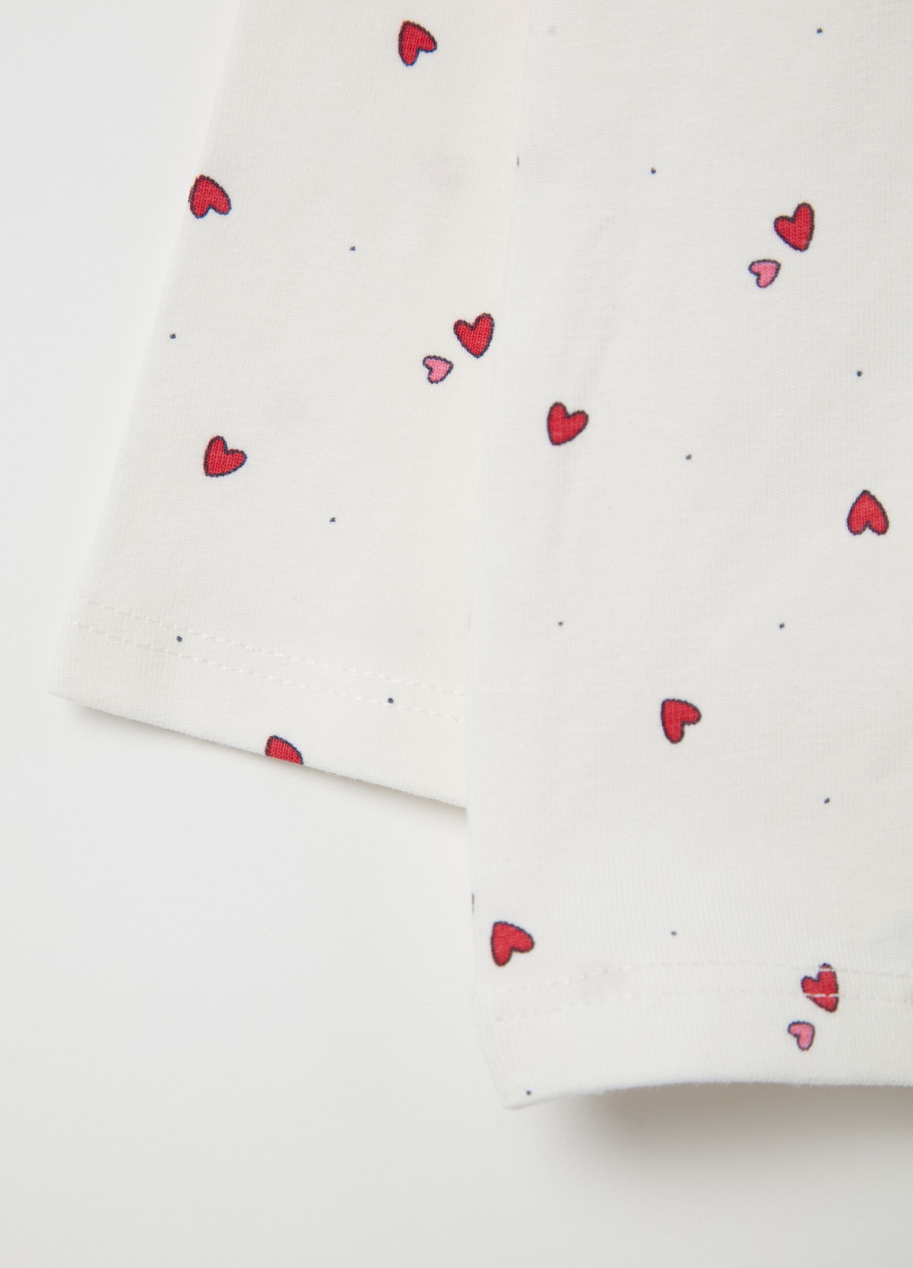 Long-sleeved polo shirt with small hearts print