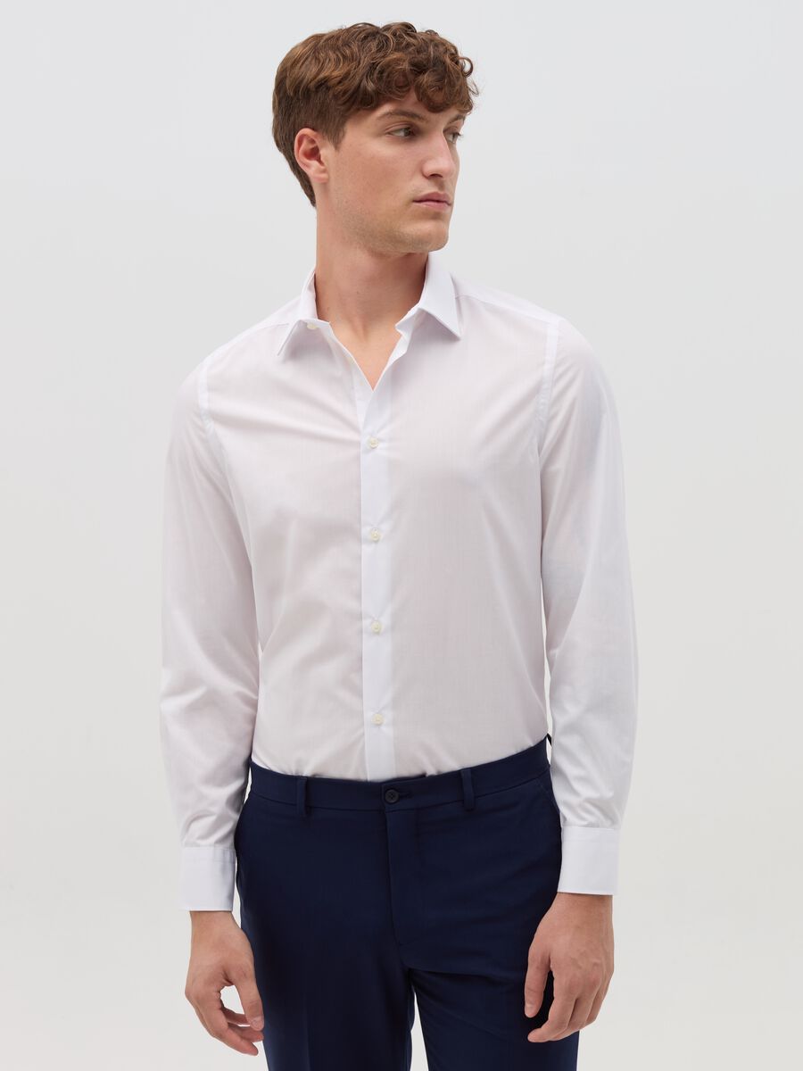 Slim-fit shirt with bluff collar_0