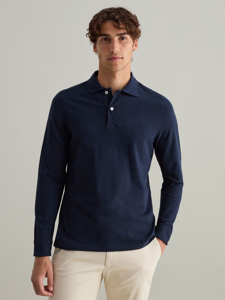 Contemporary long-sleeved polo shirt in organic cotton_0