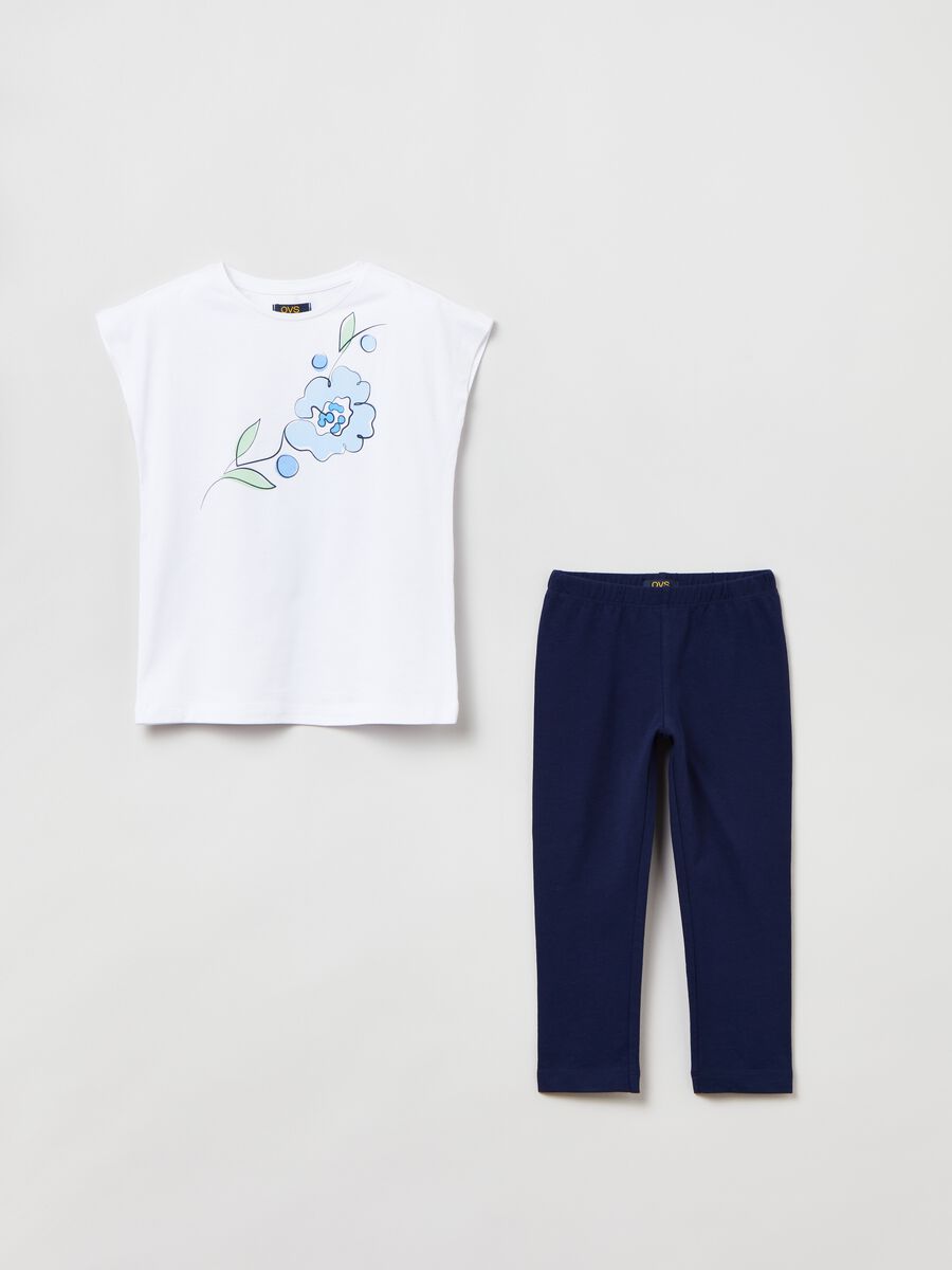 Printed T-shirt and leggings jogging set_0