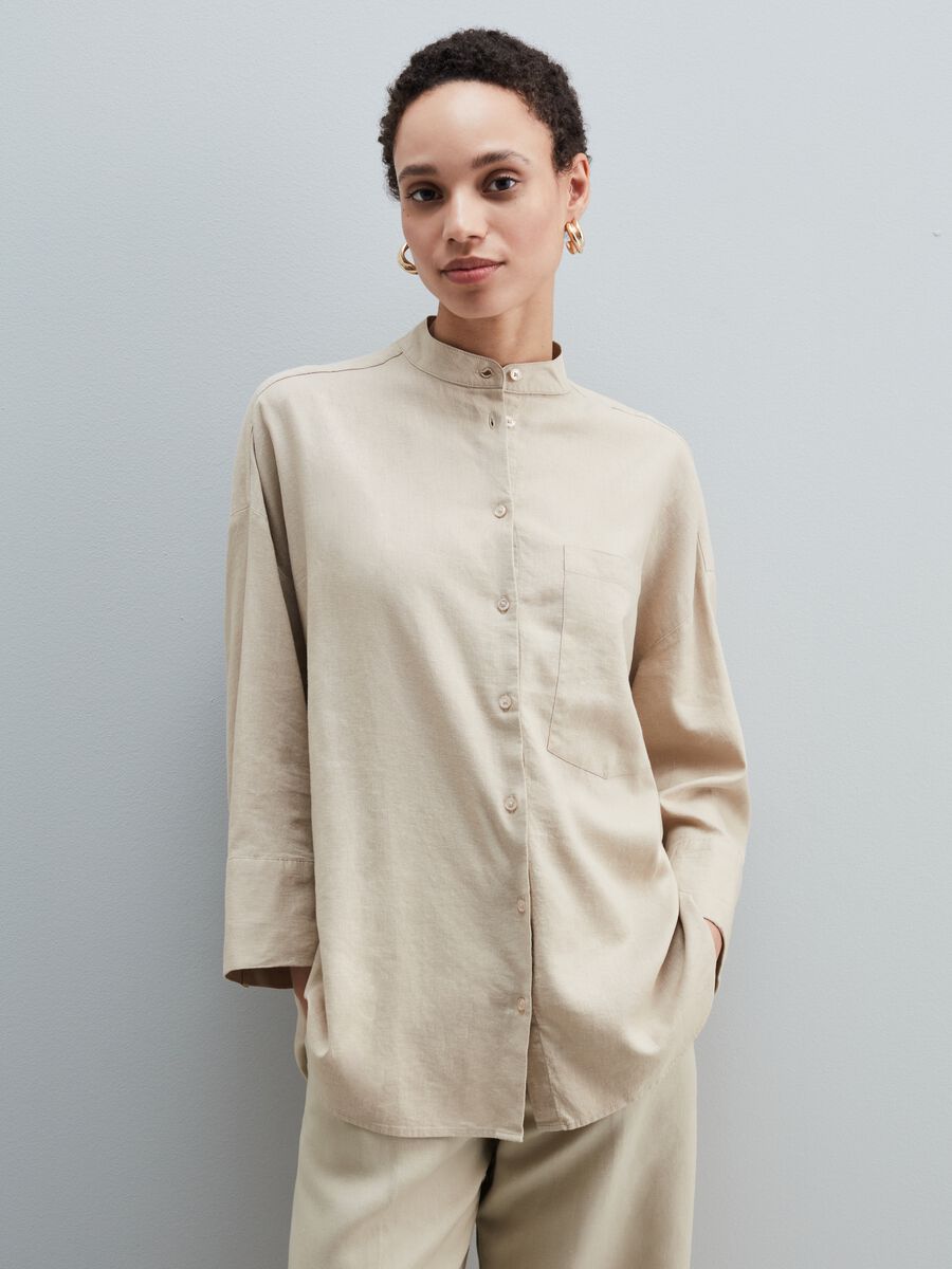 Linen and viscose shirt with pocket_1