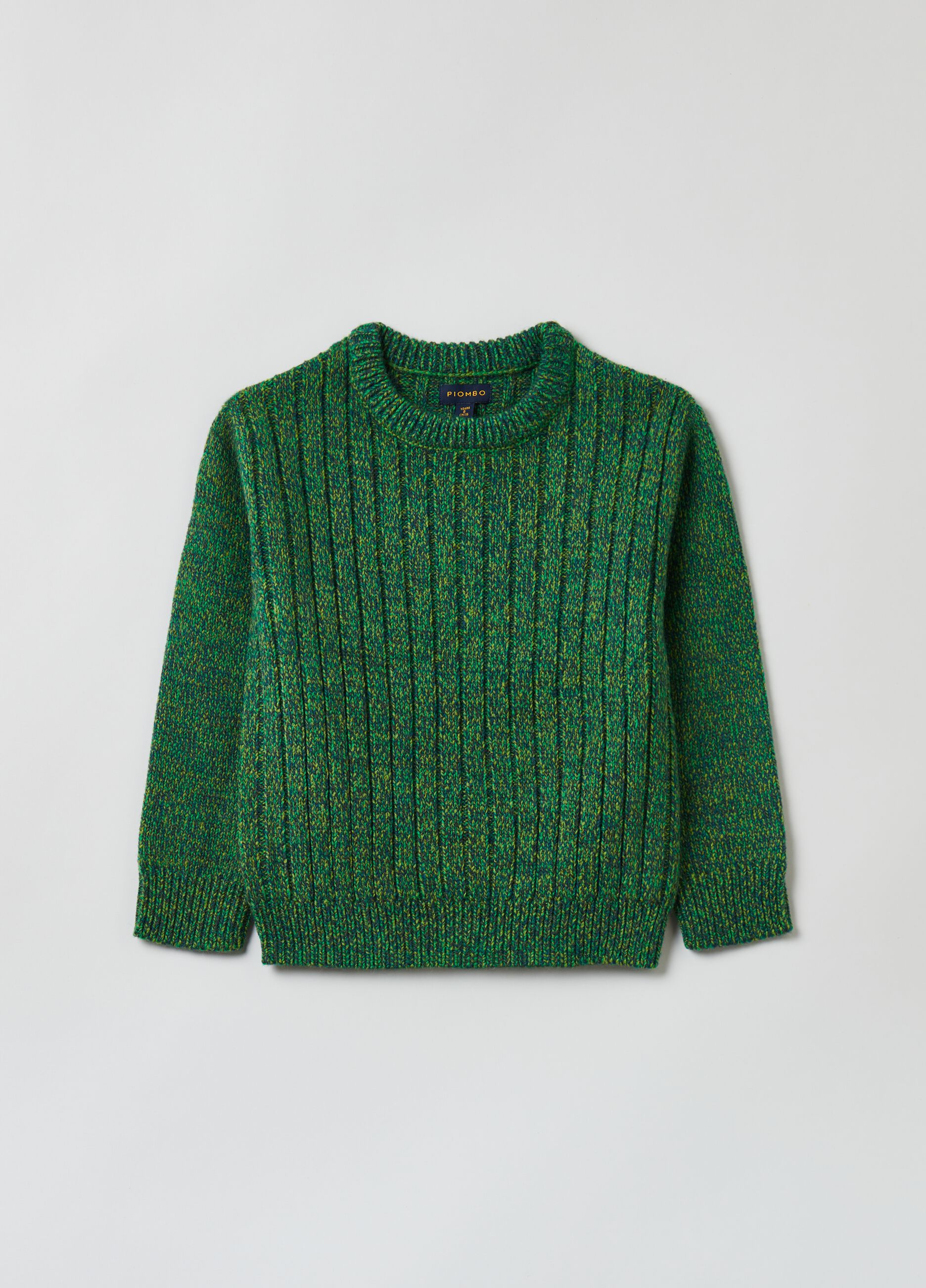 Ribbed mouliné-effect pullover