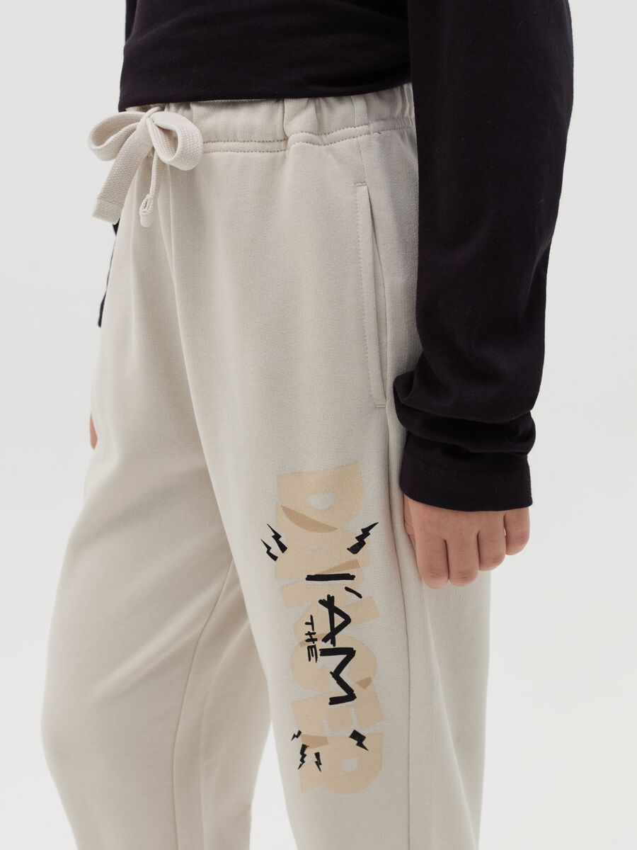 Fleece joggers with drawstring and print_2