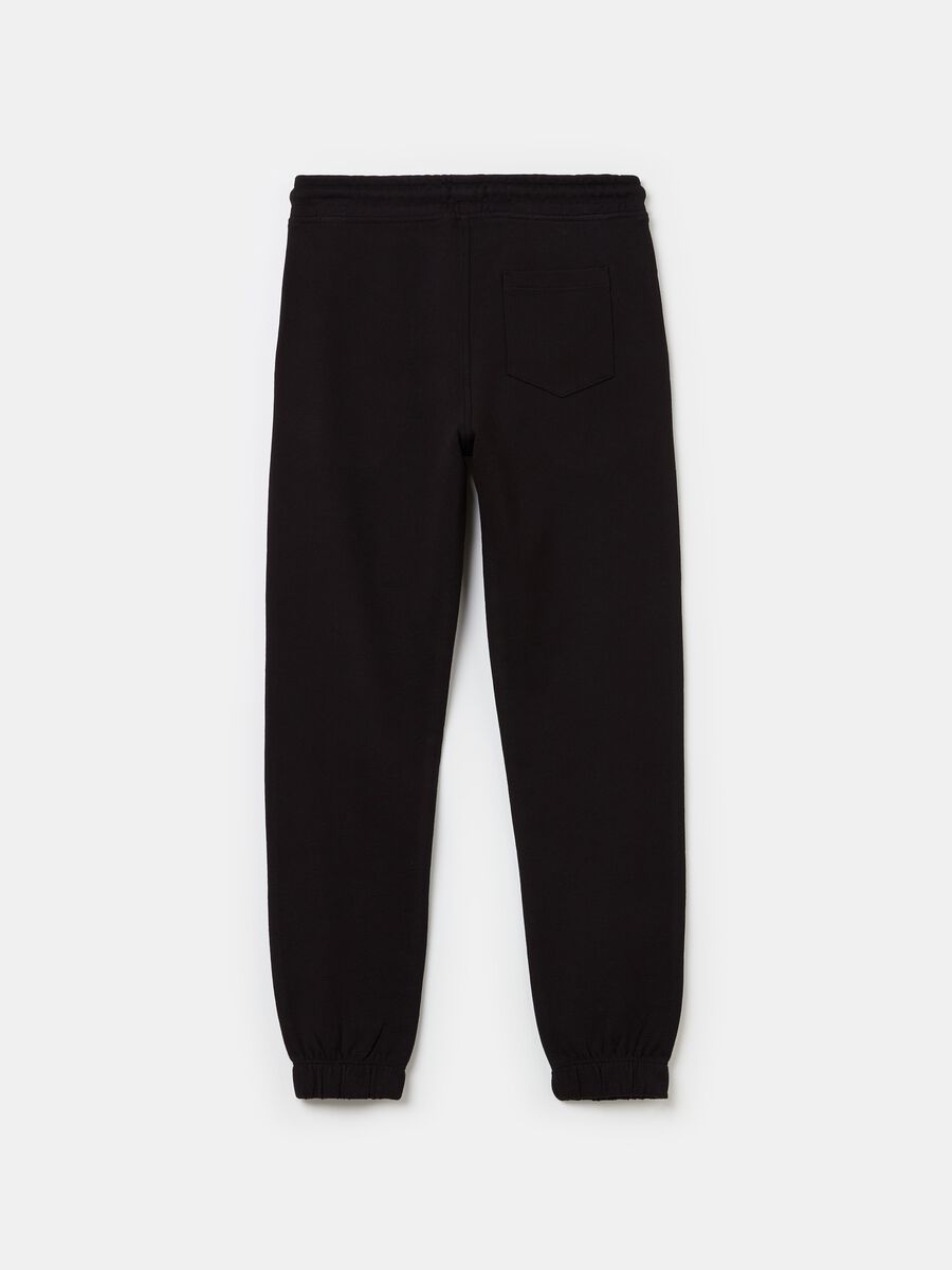 Solid colour fleece joggers with drawstring_4