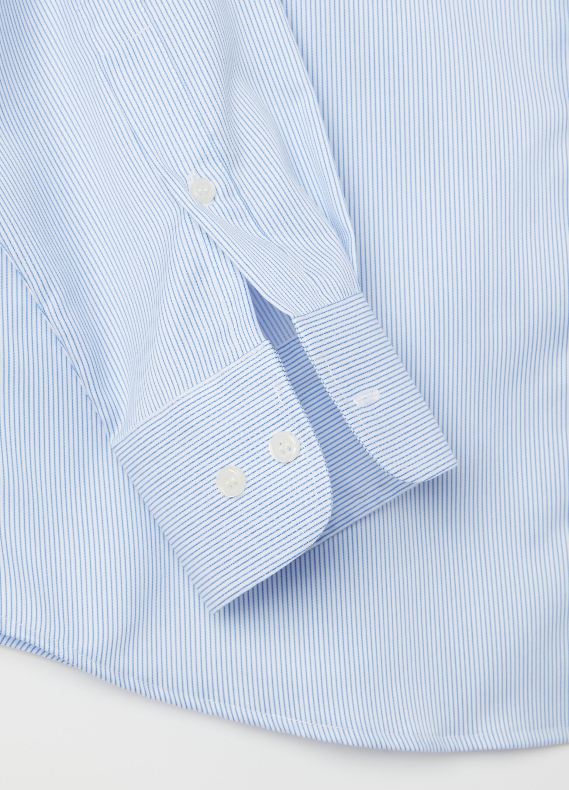 Striped slim-fit shirt with double-twist cotton