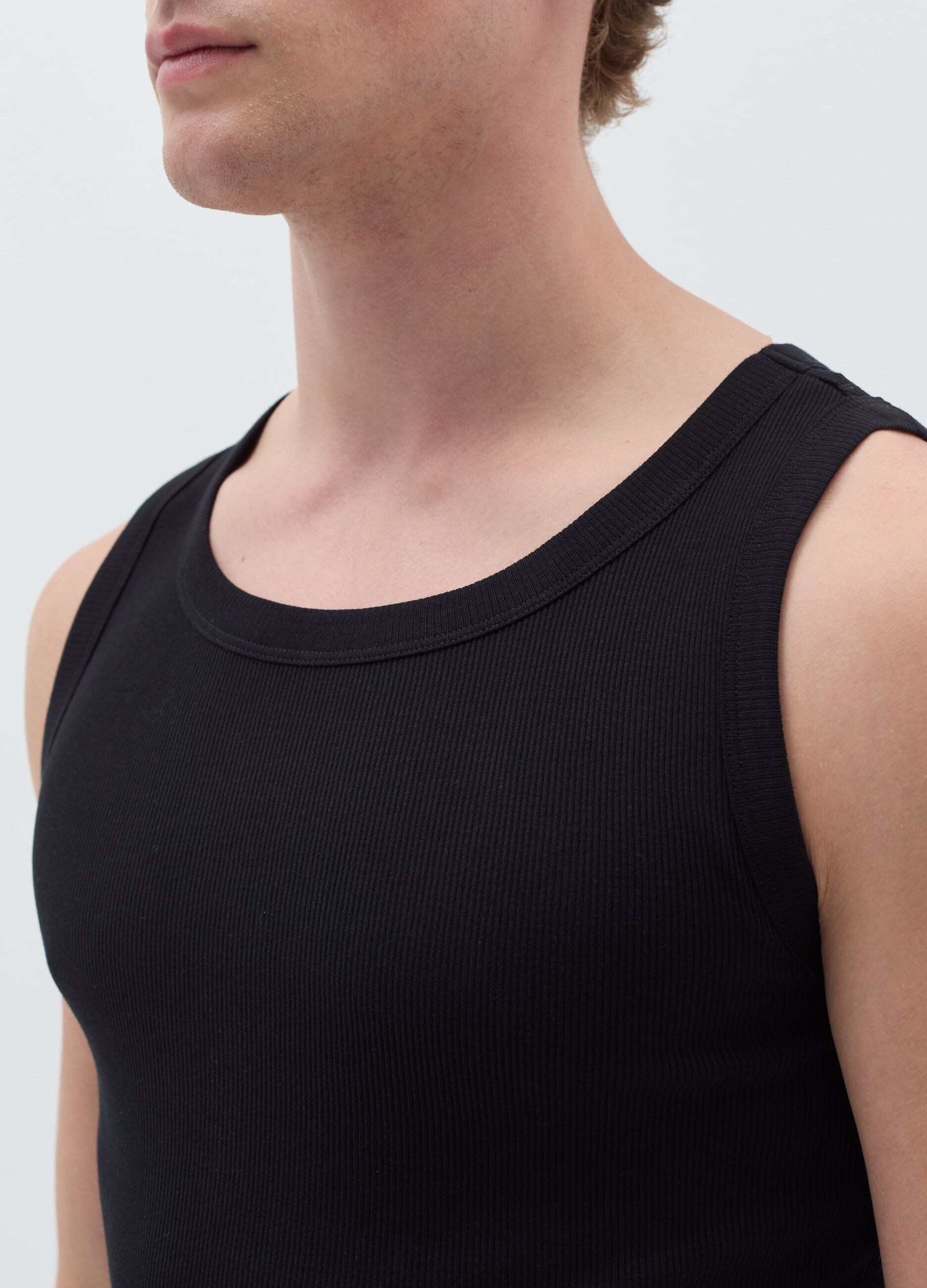 Thin rib racerback vest in organic cotton