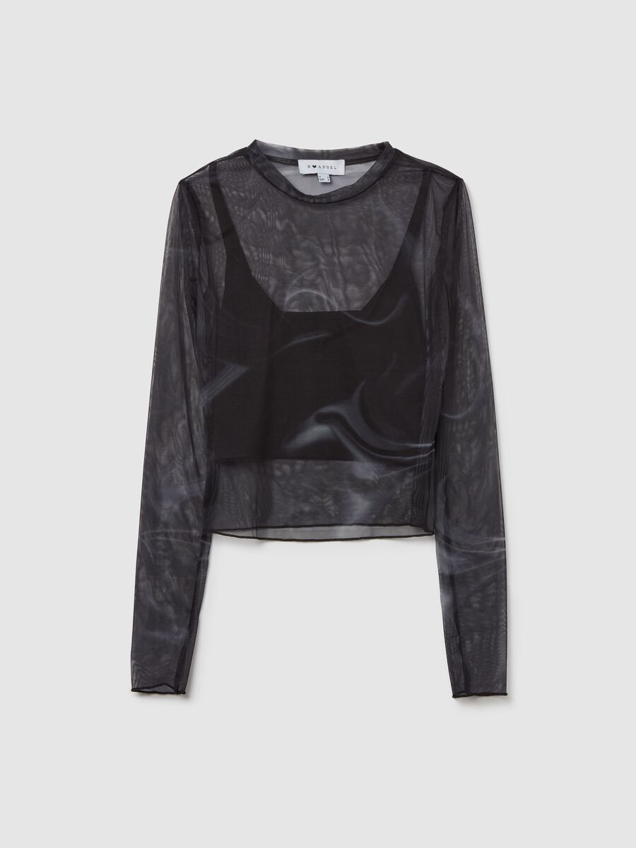 Long-sleeved T-shirt in mesh with lurex_4