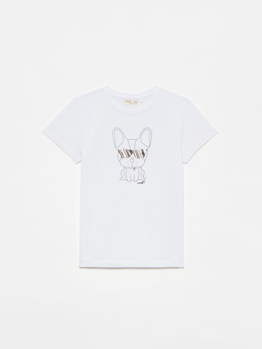 T-shirt with French Bulldog print with sequins_0