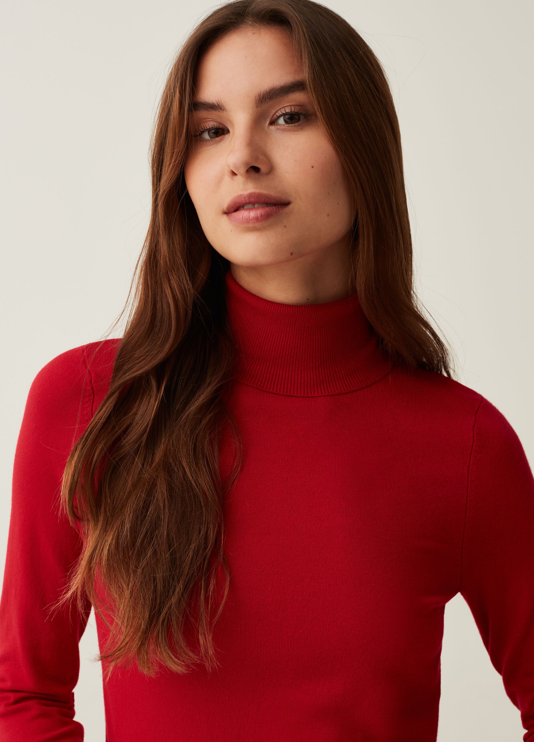 Turtleneck jumper in viscose blend