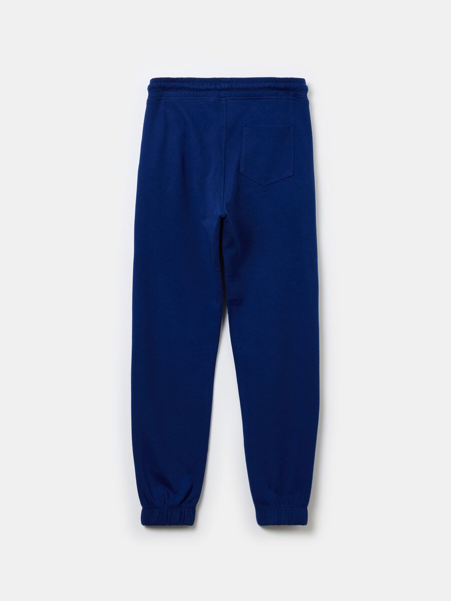 Solid colour fleece joggers with drawstring_4