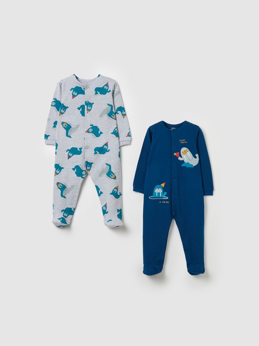 Two-pack onesies in organic cotton with walruses print_0