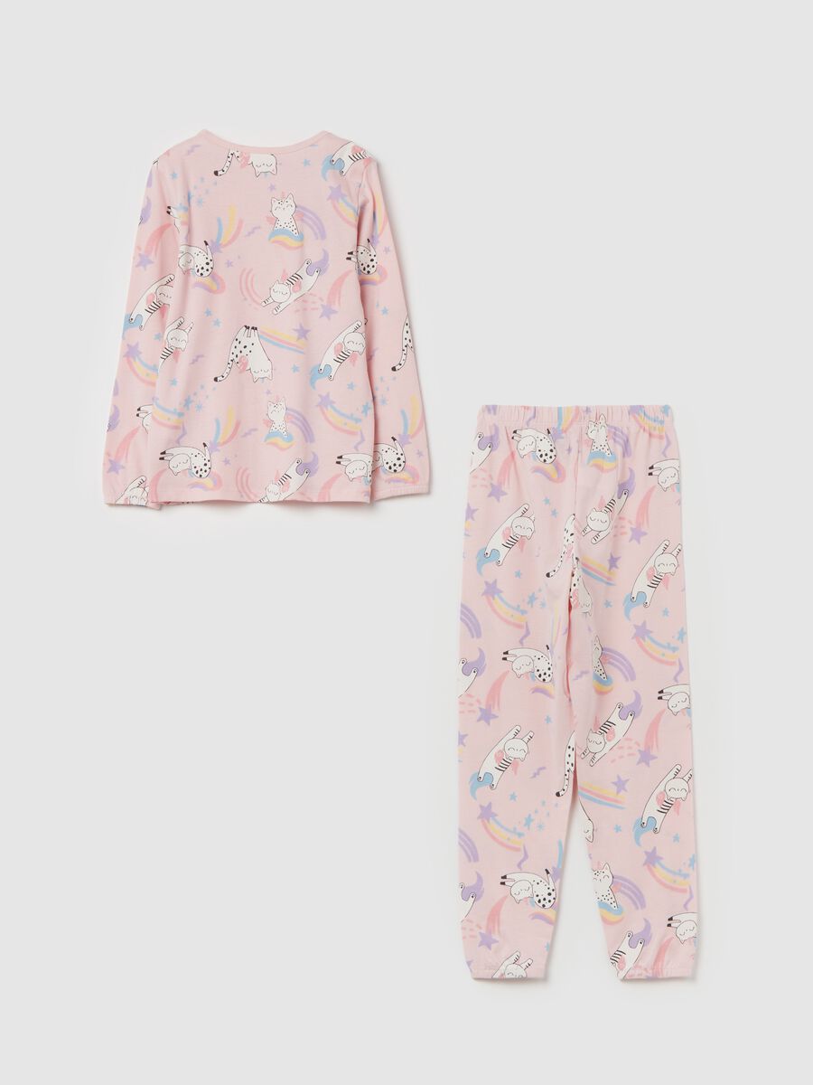 Organic cotton pyjamas with unicorn kittens print_1