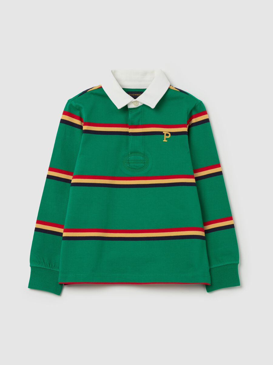 Long-sleeved polo shirt with striped and logo_3