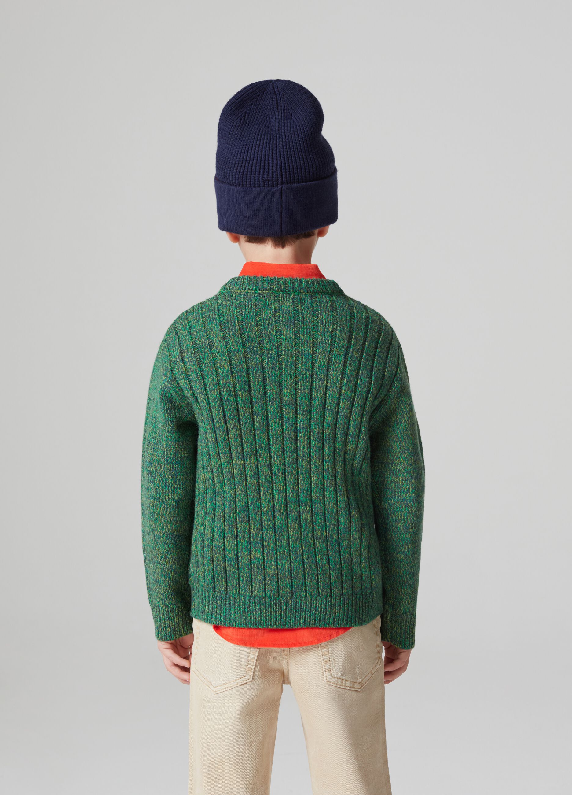 Ribbed mouliné-effect pullover