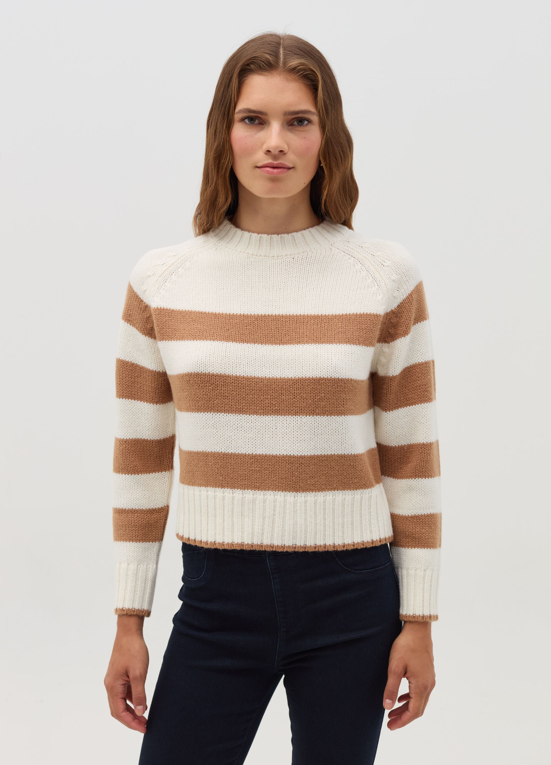 Striped pullover with raglan sleeves