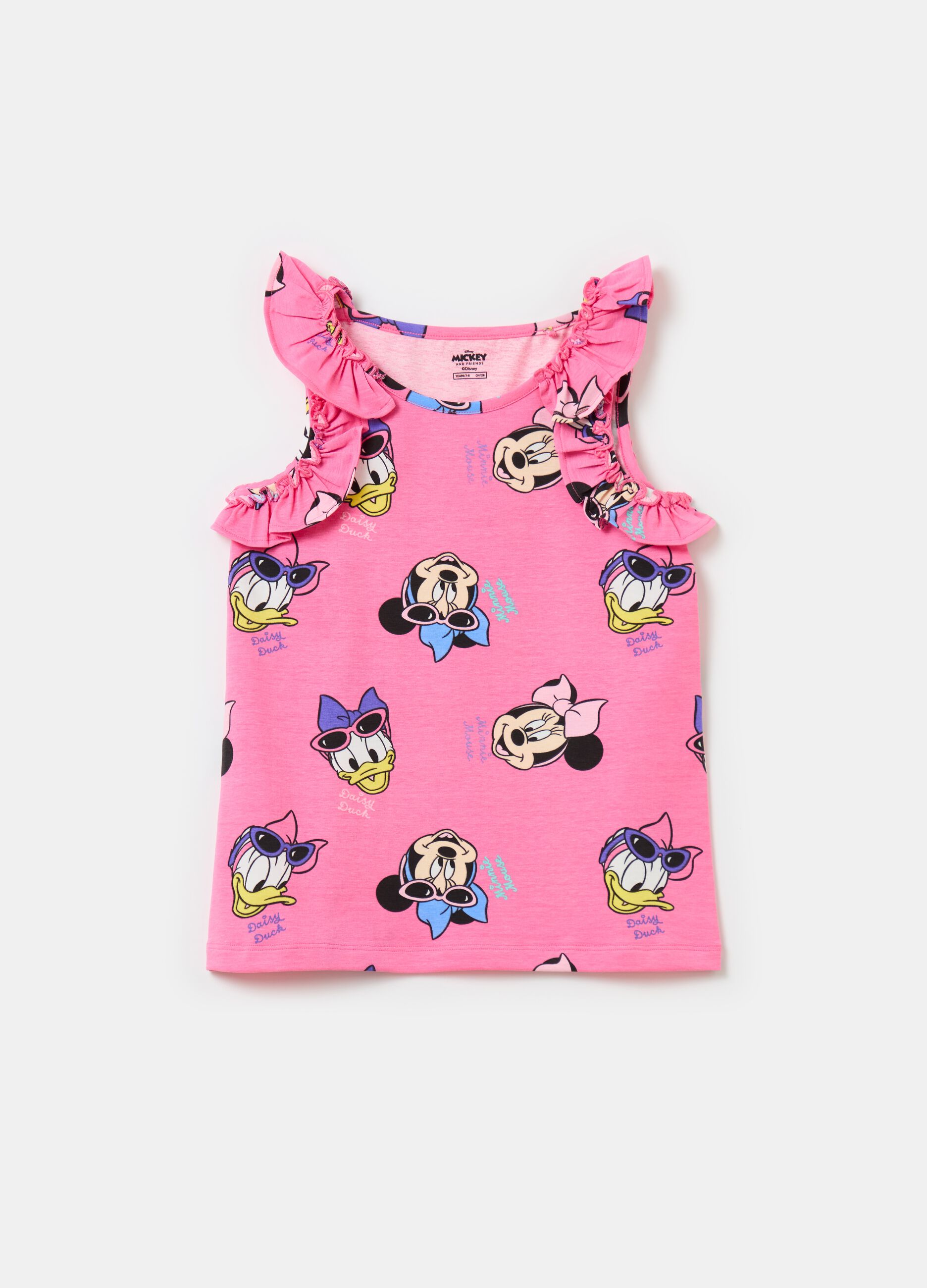 Tank top with frills and Minnie Mouse and Daisy Duck print