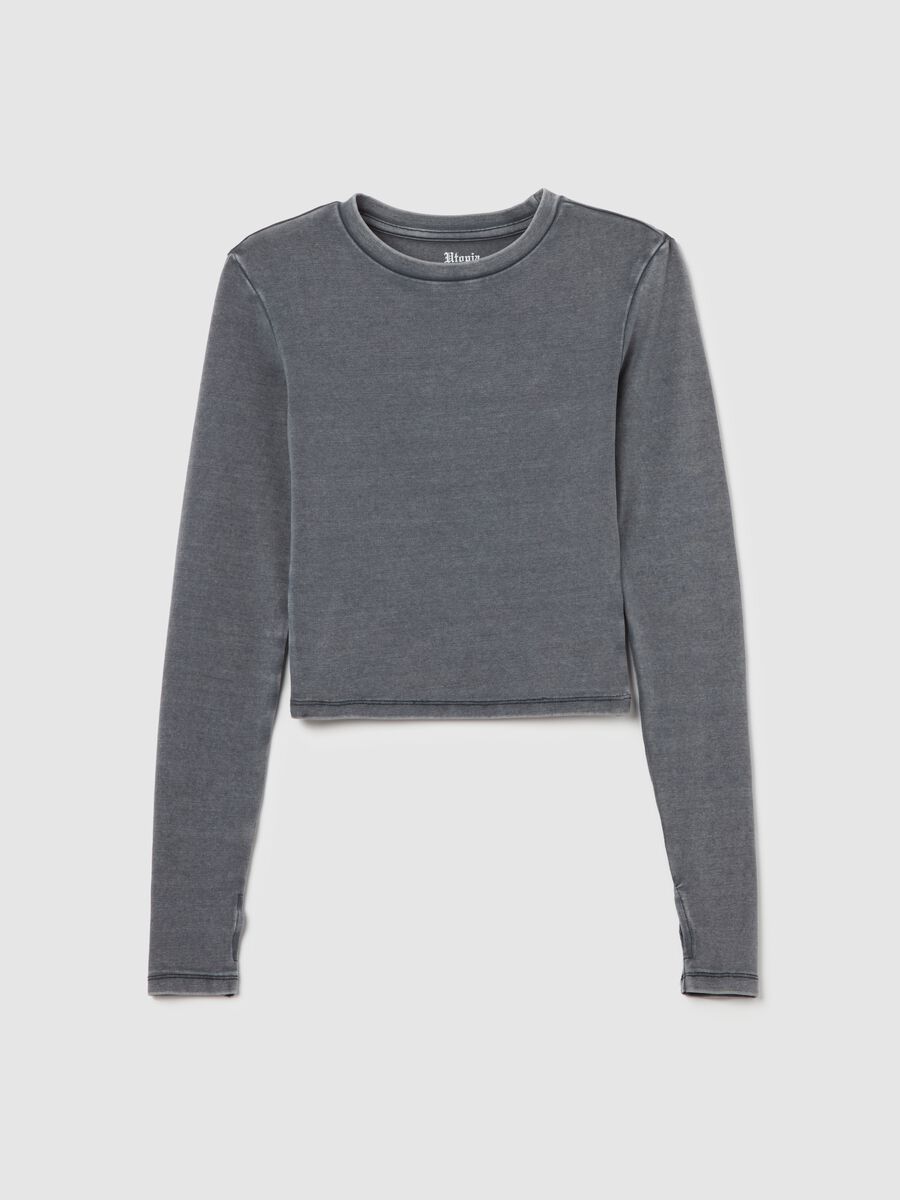 Long-sleeved Crop T-shirt Vintage Grey_5