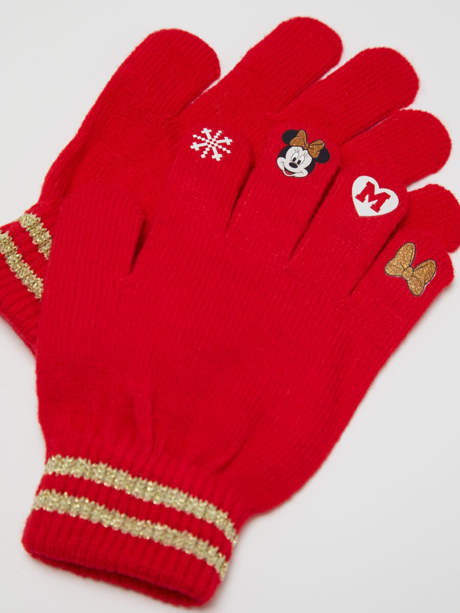 Gloves with lurex and Minnie Mouse print_2