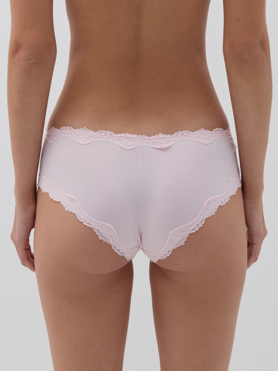 Microfibre knicker shorts with lace trim_3