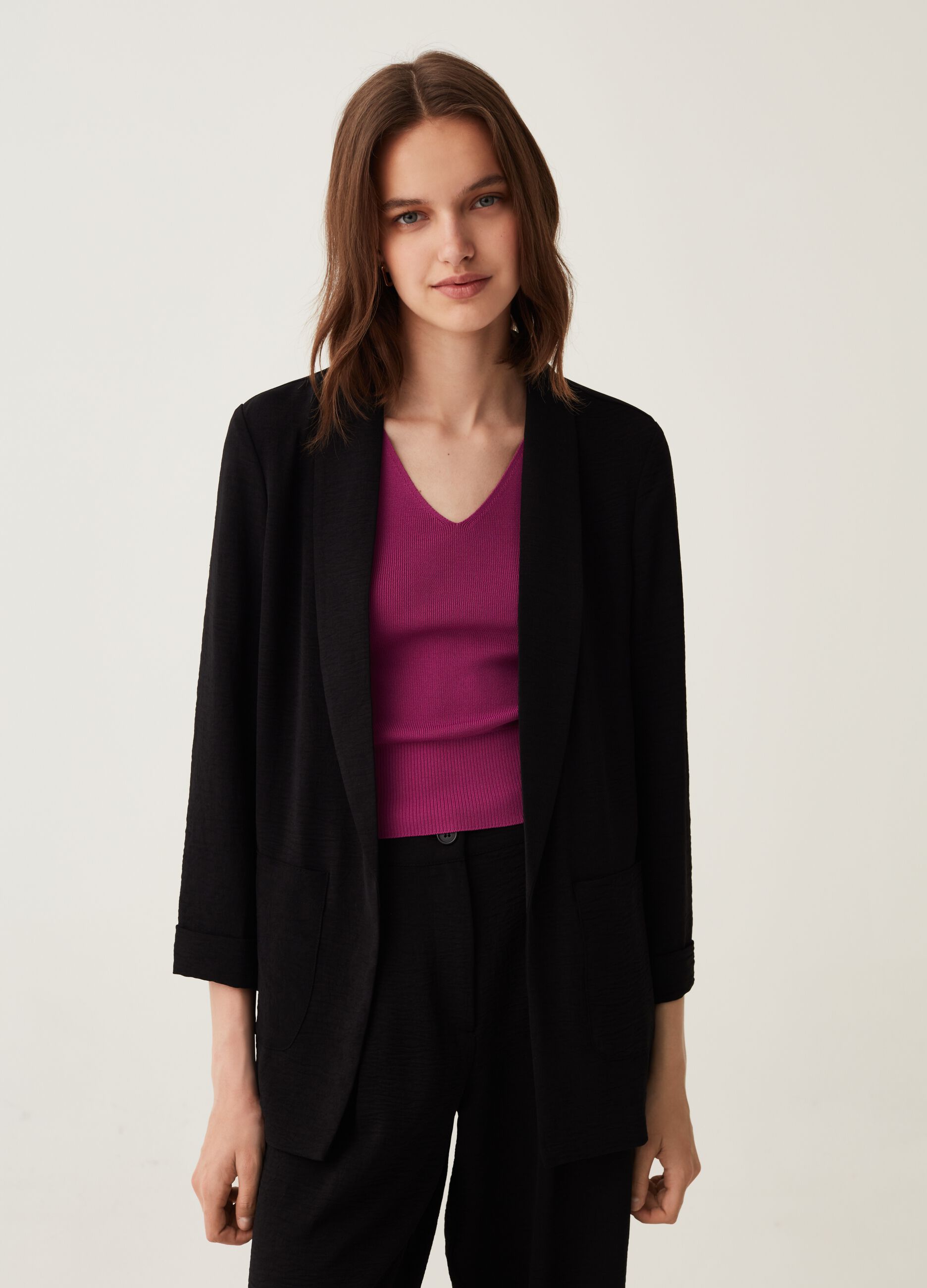 Open blazer in fluid fabric