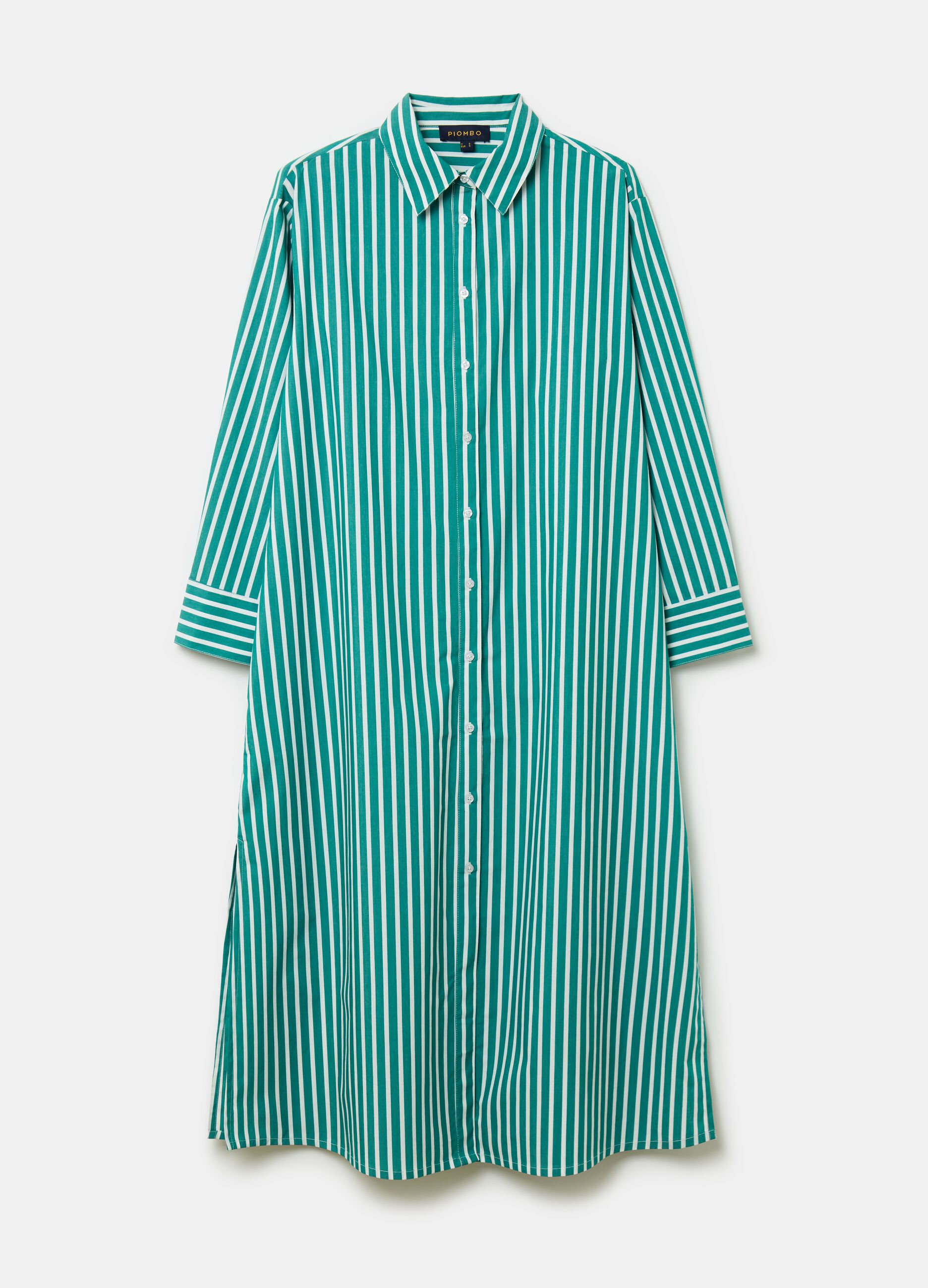 Long striped beach cover-up shirt