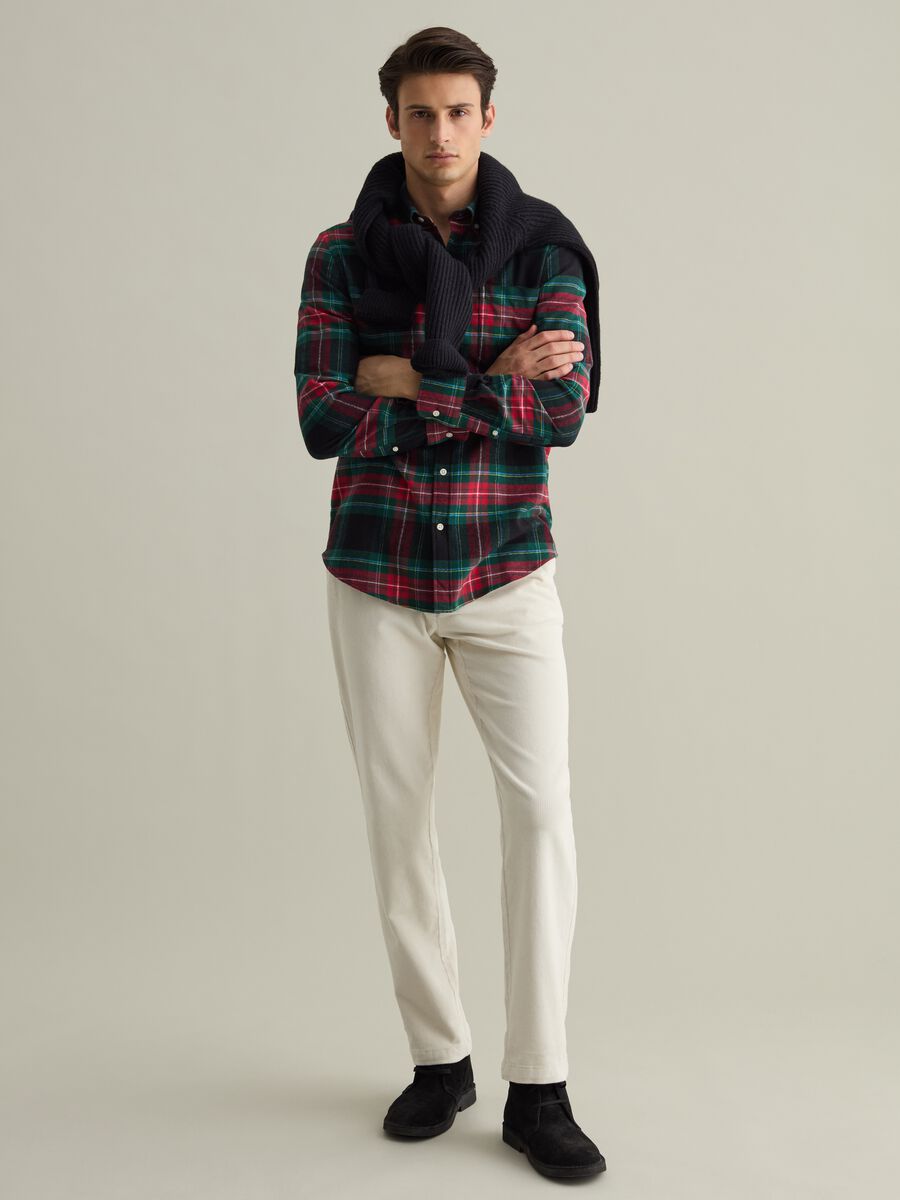 Chequered flannel button-down shirt_0