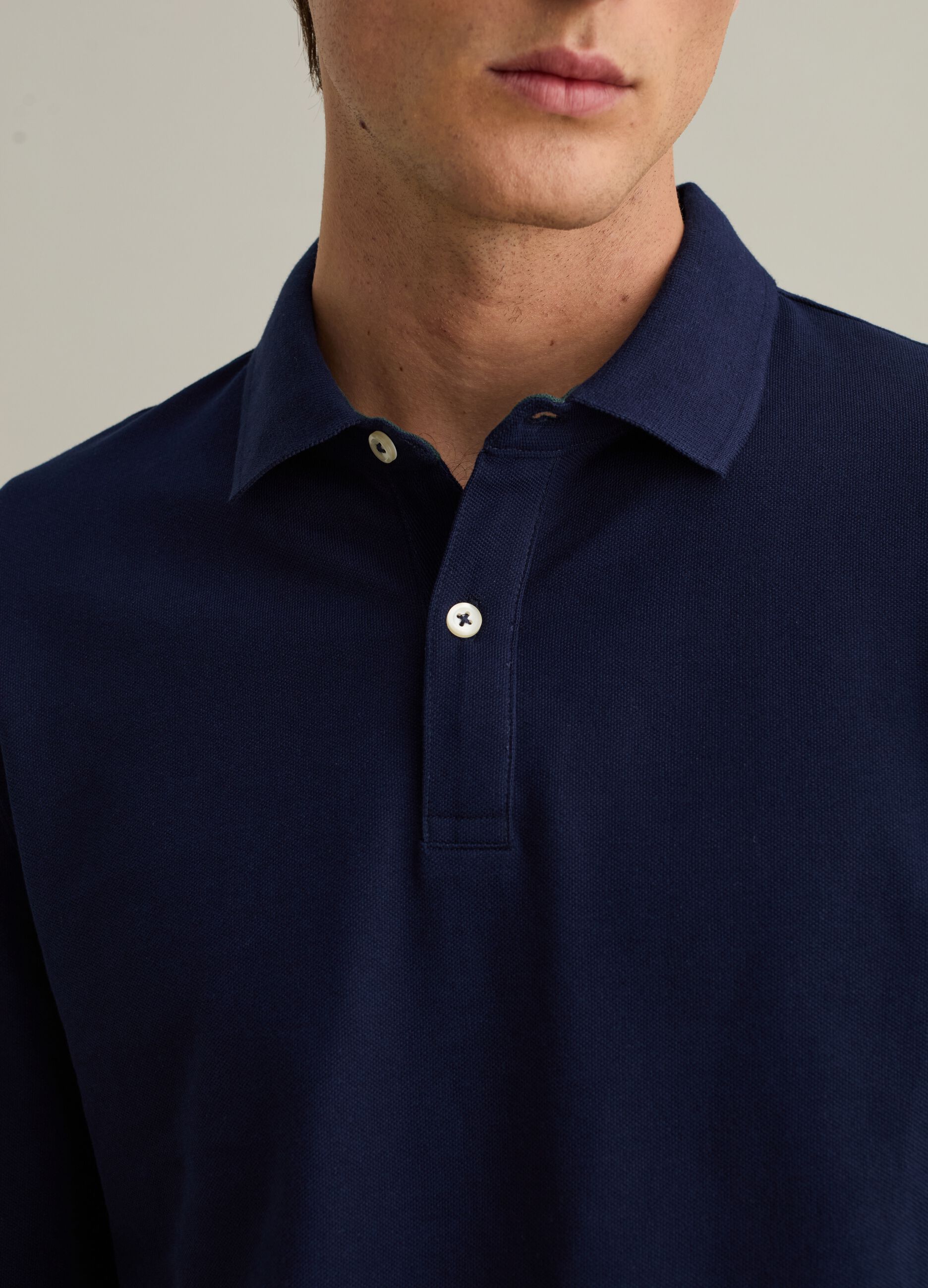 Long-sleeved polo shirt in piquet