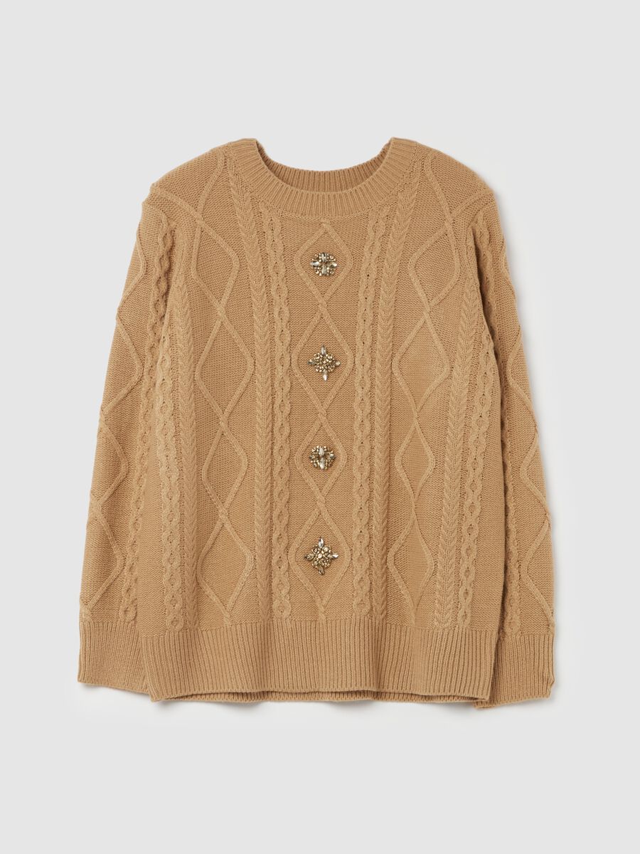 Curvy cable-knit pullover with diamantés_4