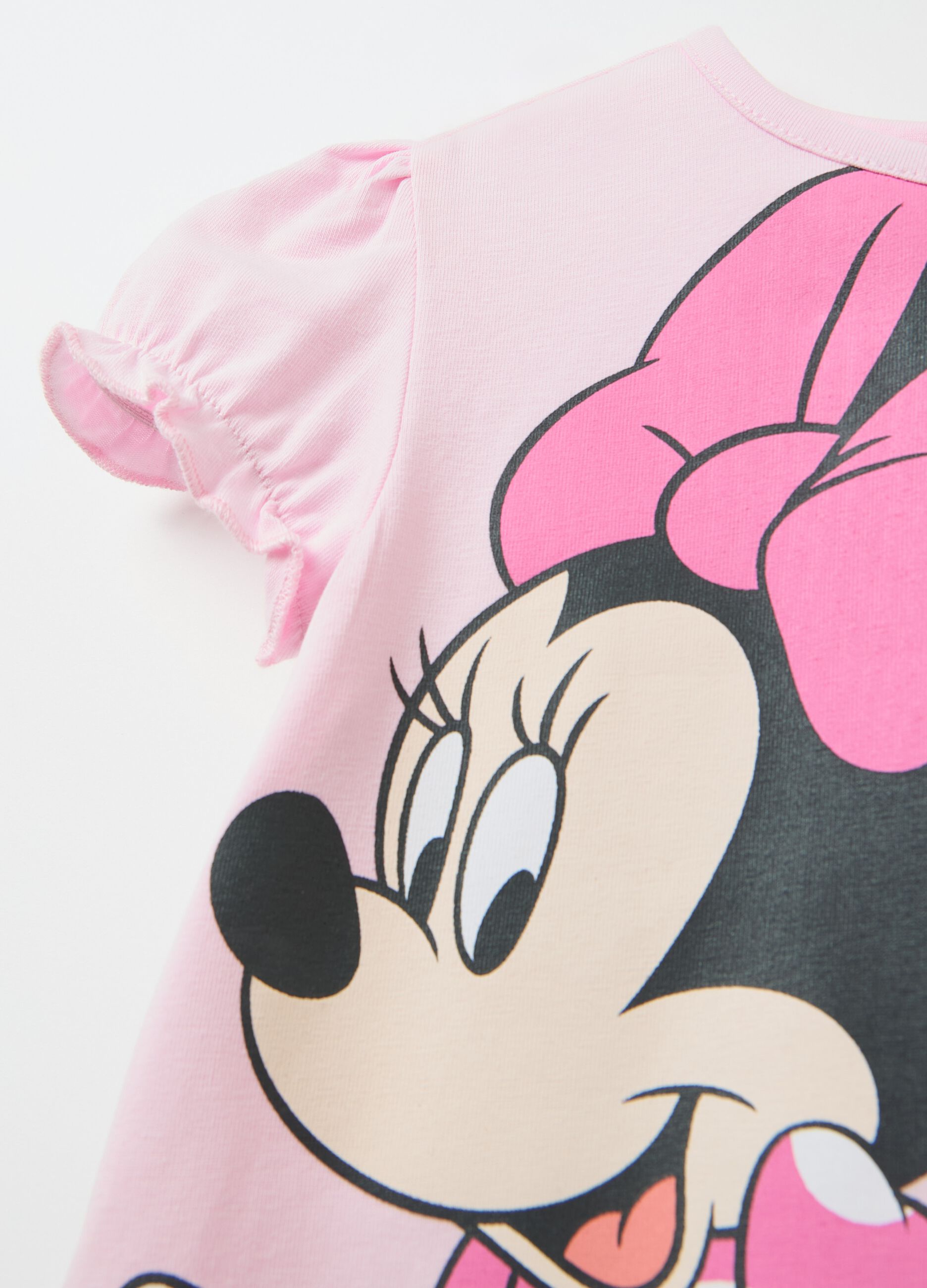 Stretch cotton T-shirt with Minnie Mouse print