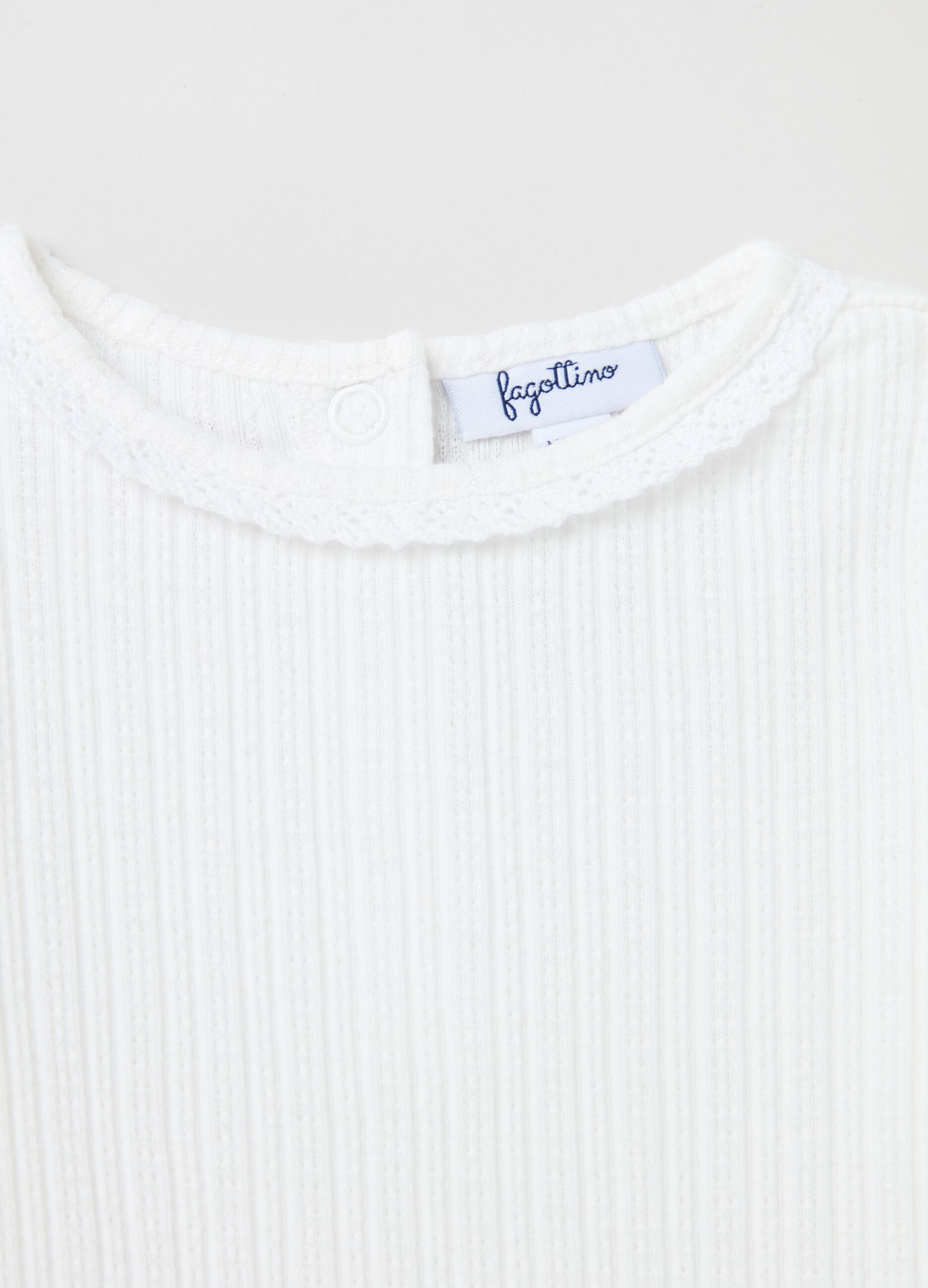 Pointelle T-shirt with long sleeves