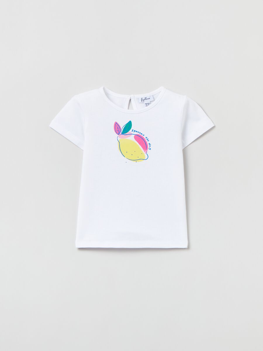 T-shirt girocollo con stampa glitterata_0