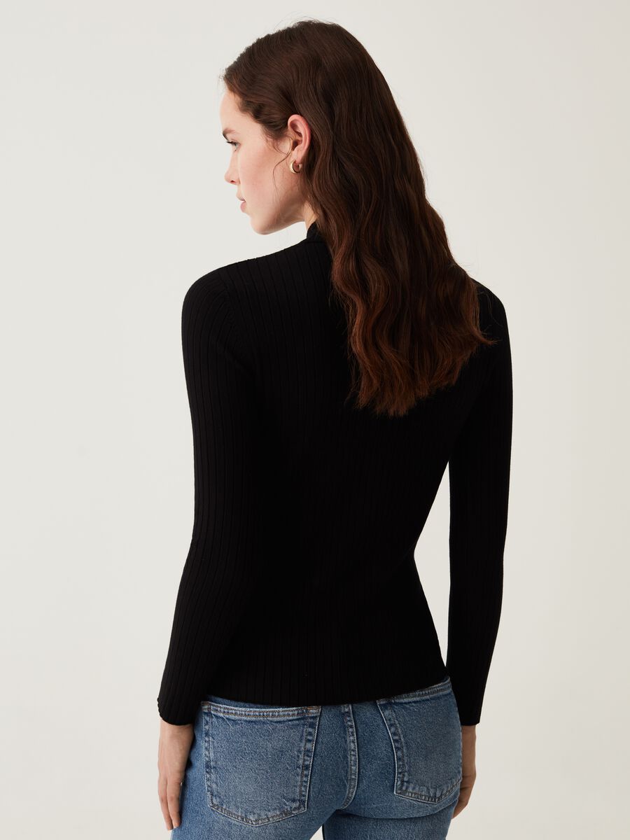 Mock neck pullover with flat ribbing_2