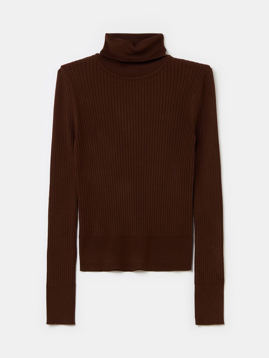 Turtleneck pullover with flat ribbing_4