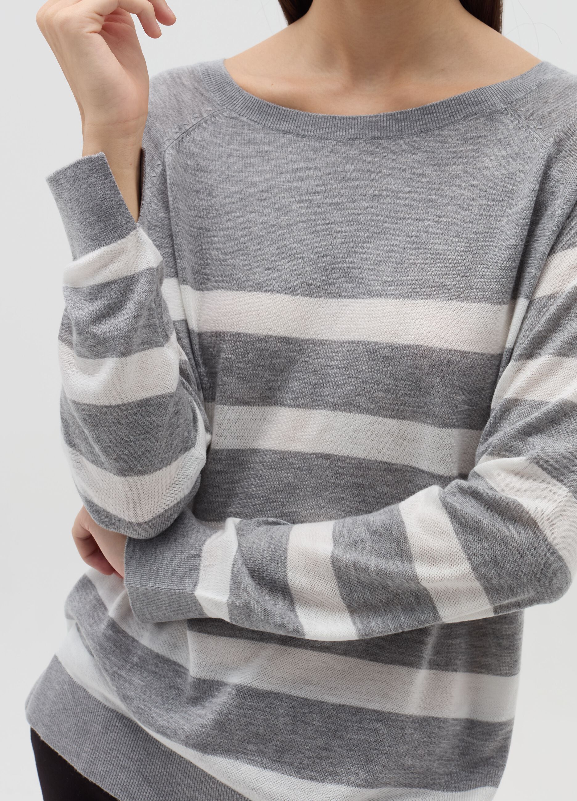 Striped top with raglan sleeves