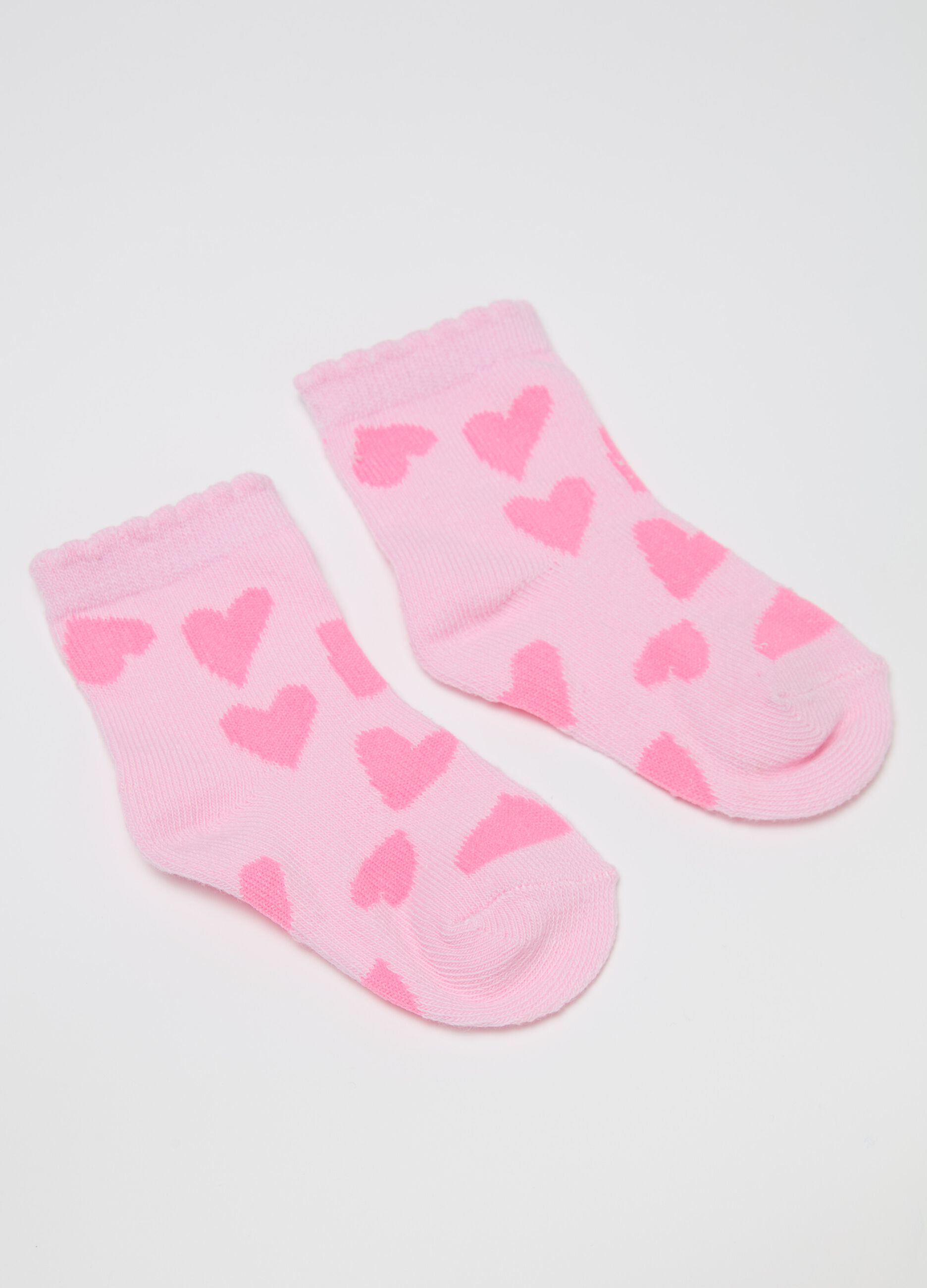 Three-pair pack stretch socks with hearts design