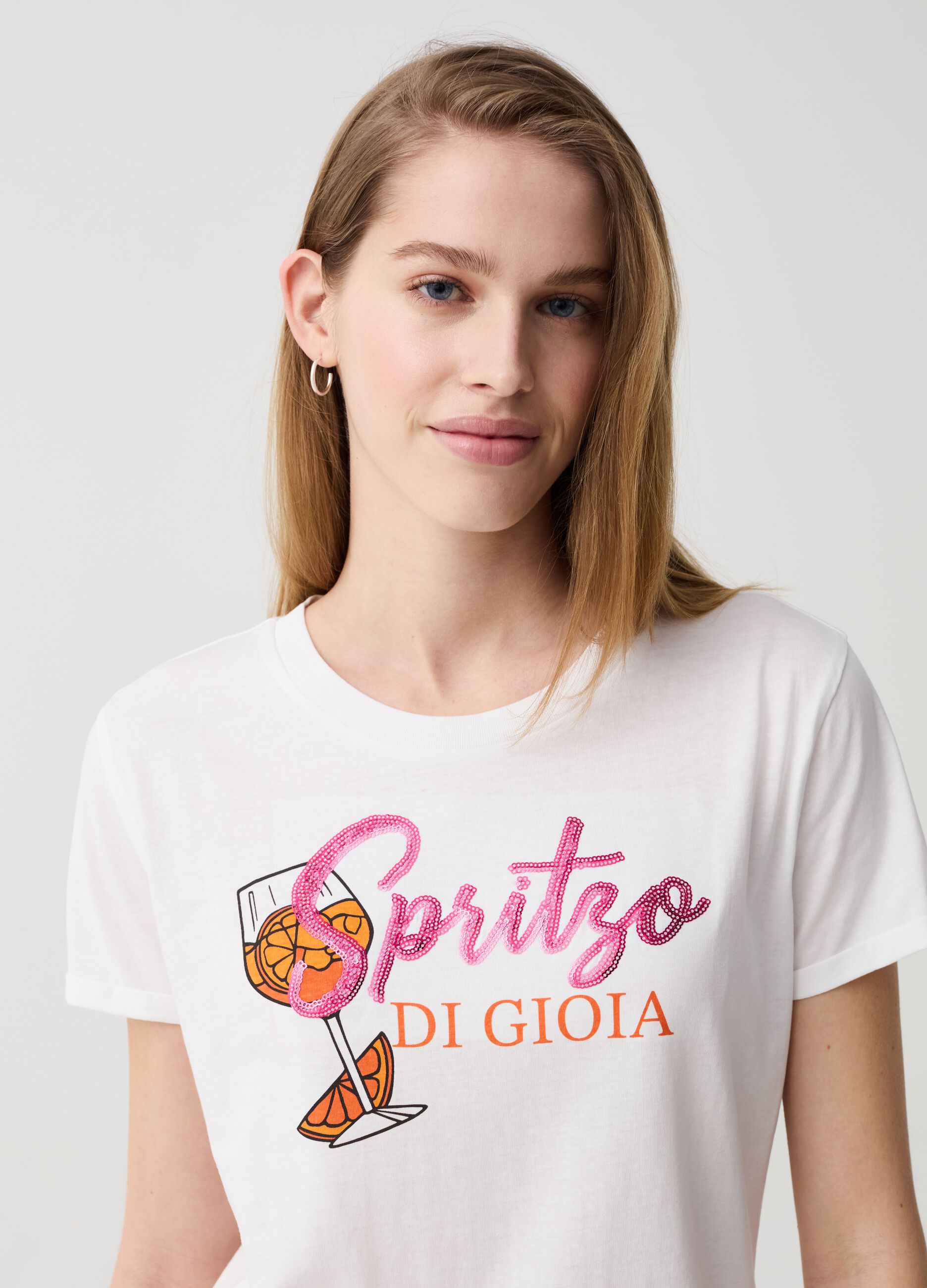 T-shirt with Spritz print and sequins