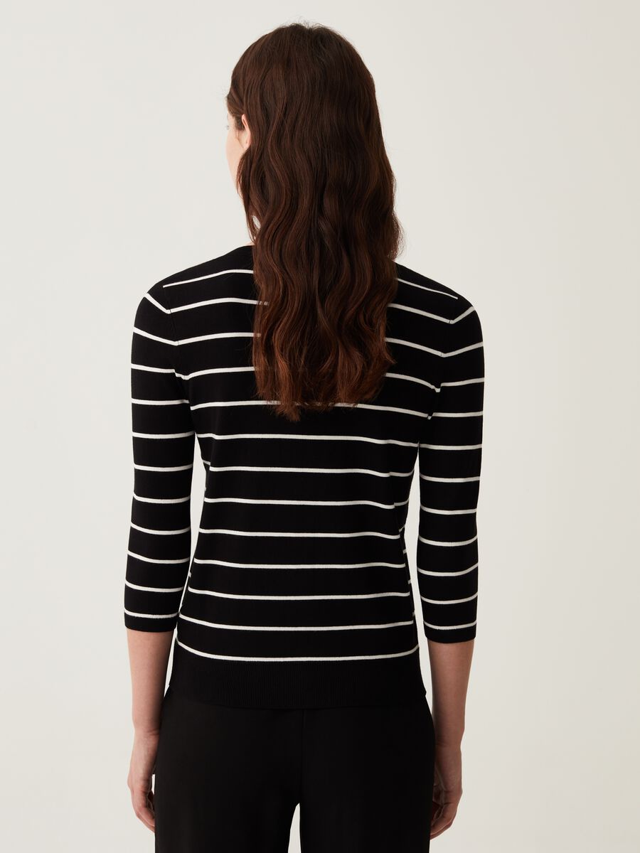 Striped cardigan with three-quarter sleeves_2