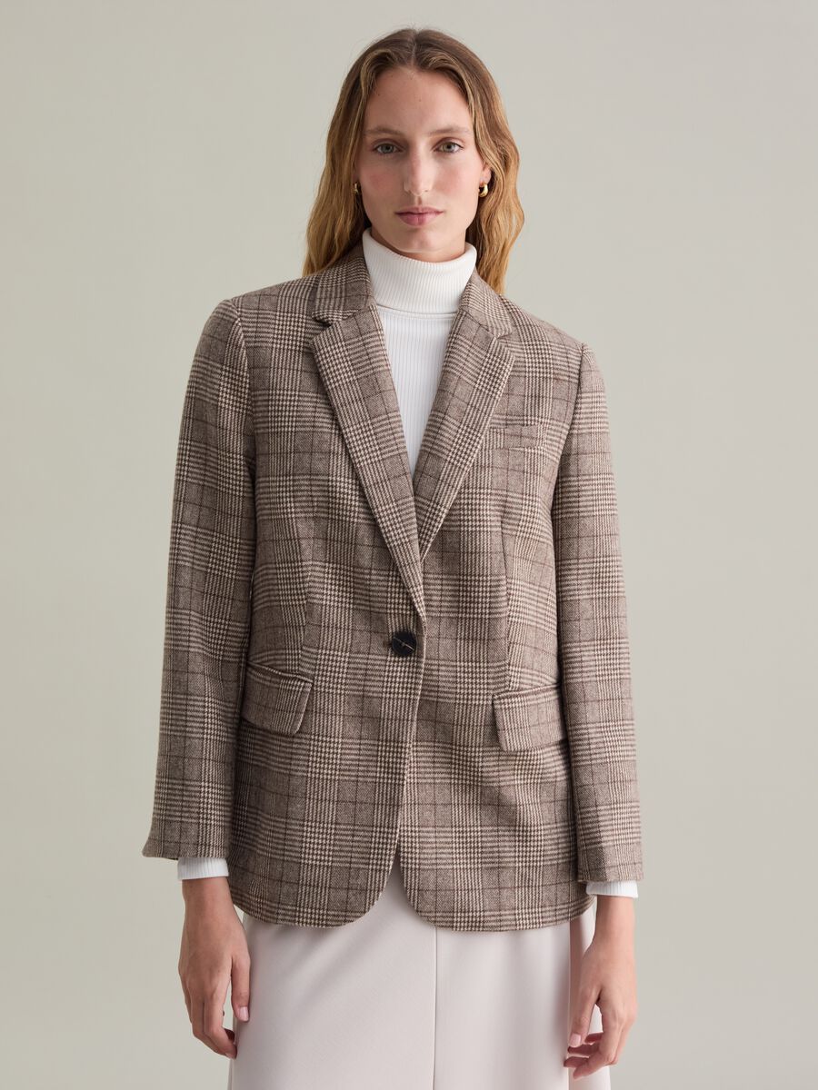 Contemporary blazer in Prince of Wales fabric_0