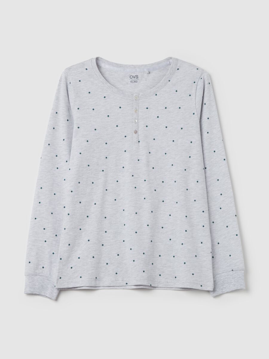 Pyjama top with granddad neckline and star print_0