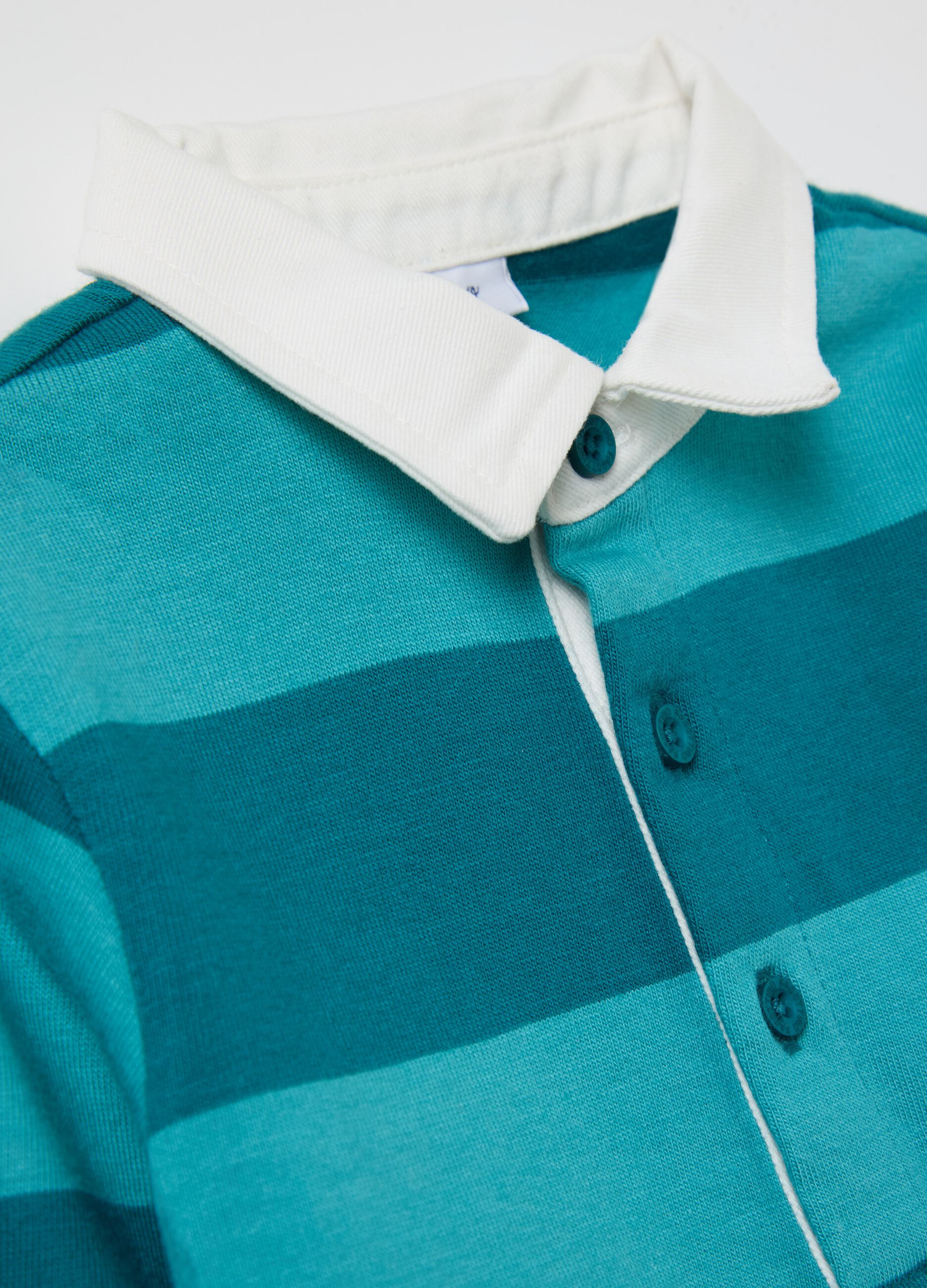 Long-sleeved polo shirt in organic cotton