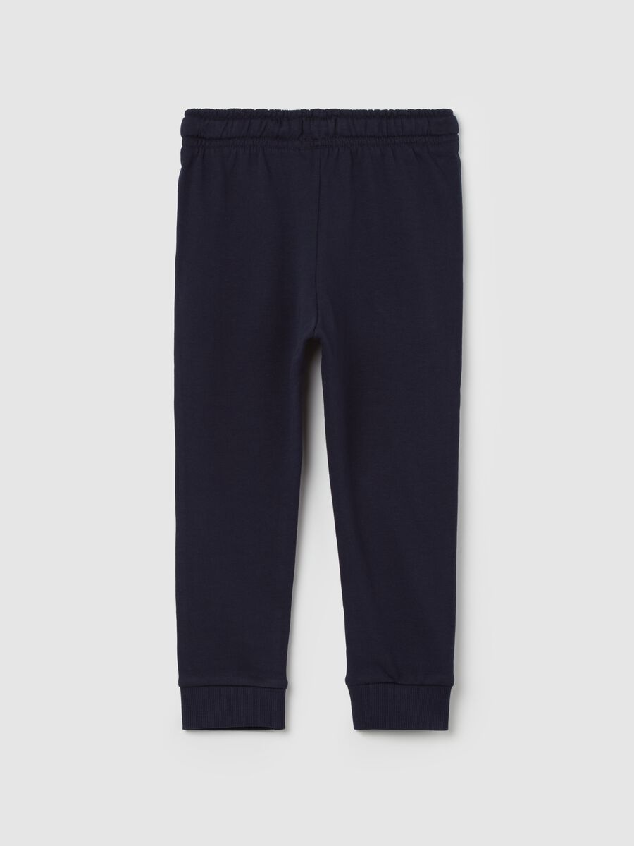 Joggers in cotone bio con coulisse e stampa_1