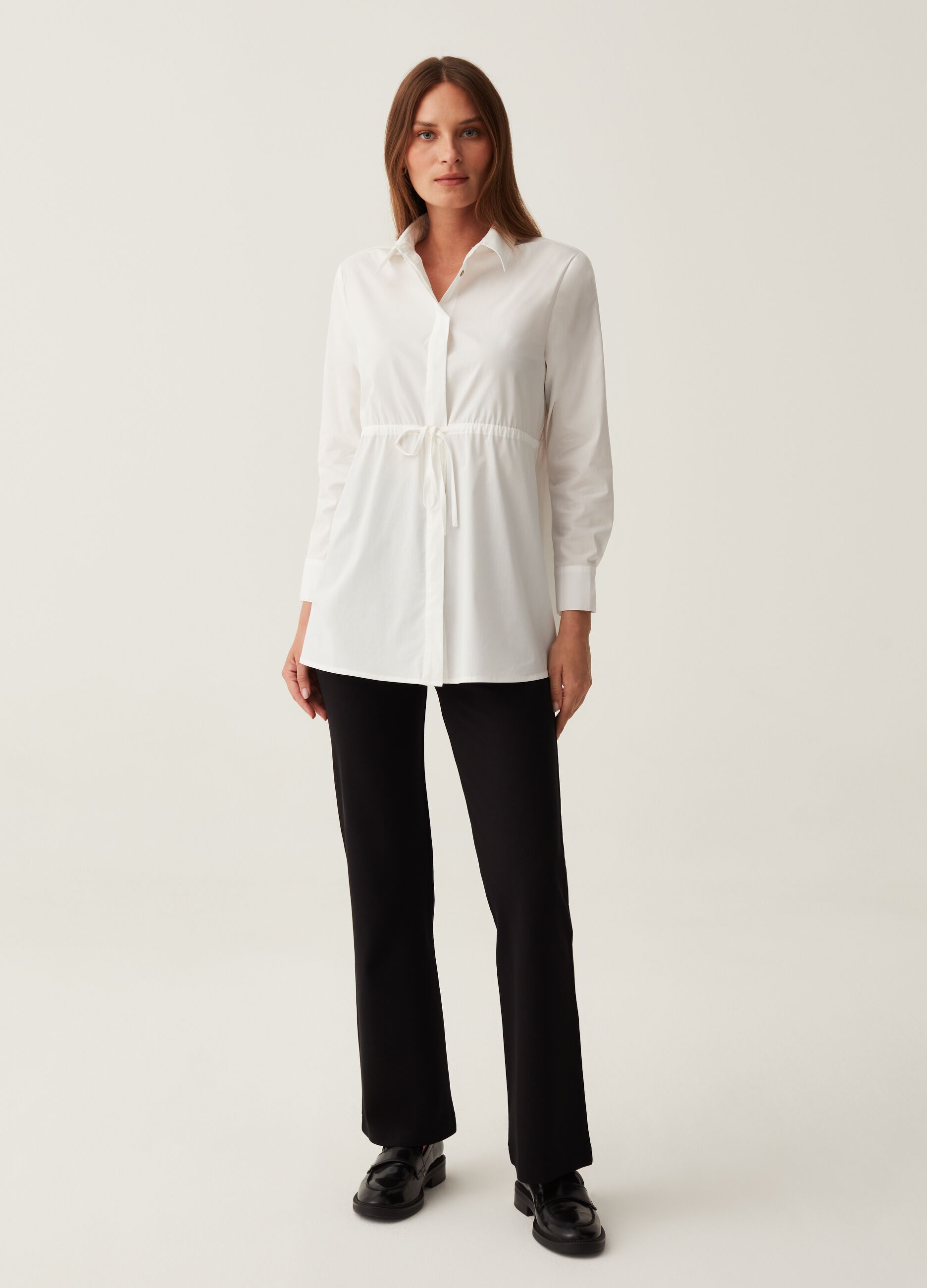 Maternity shirt in stretch poplin