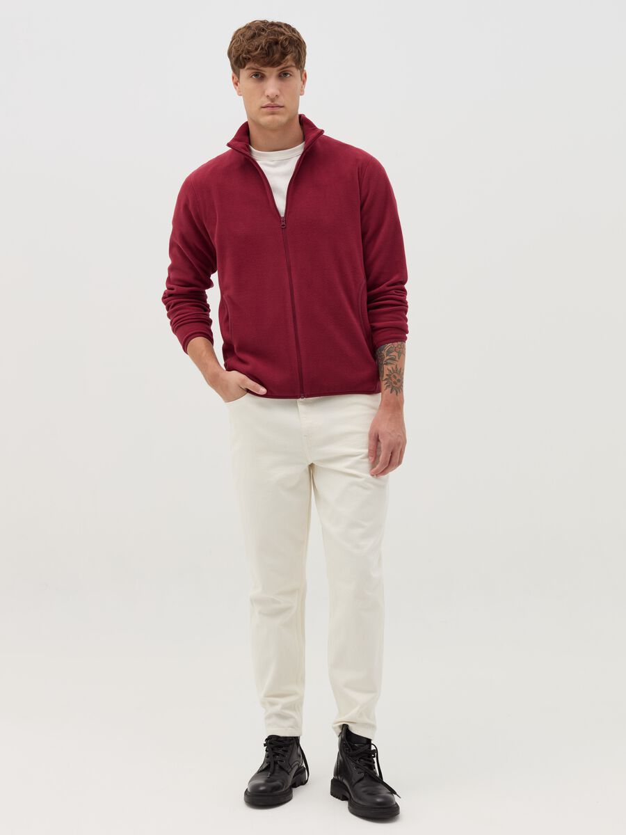 Fleece full-zip sweatshirt with high neck_0