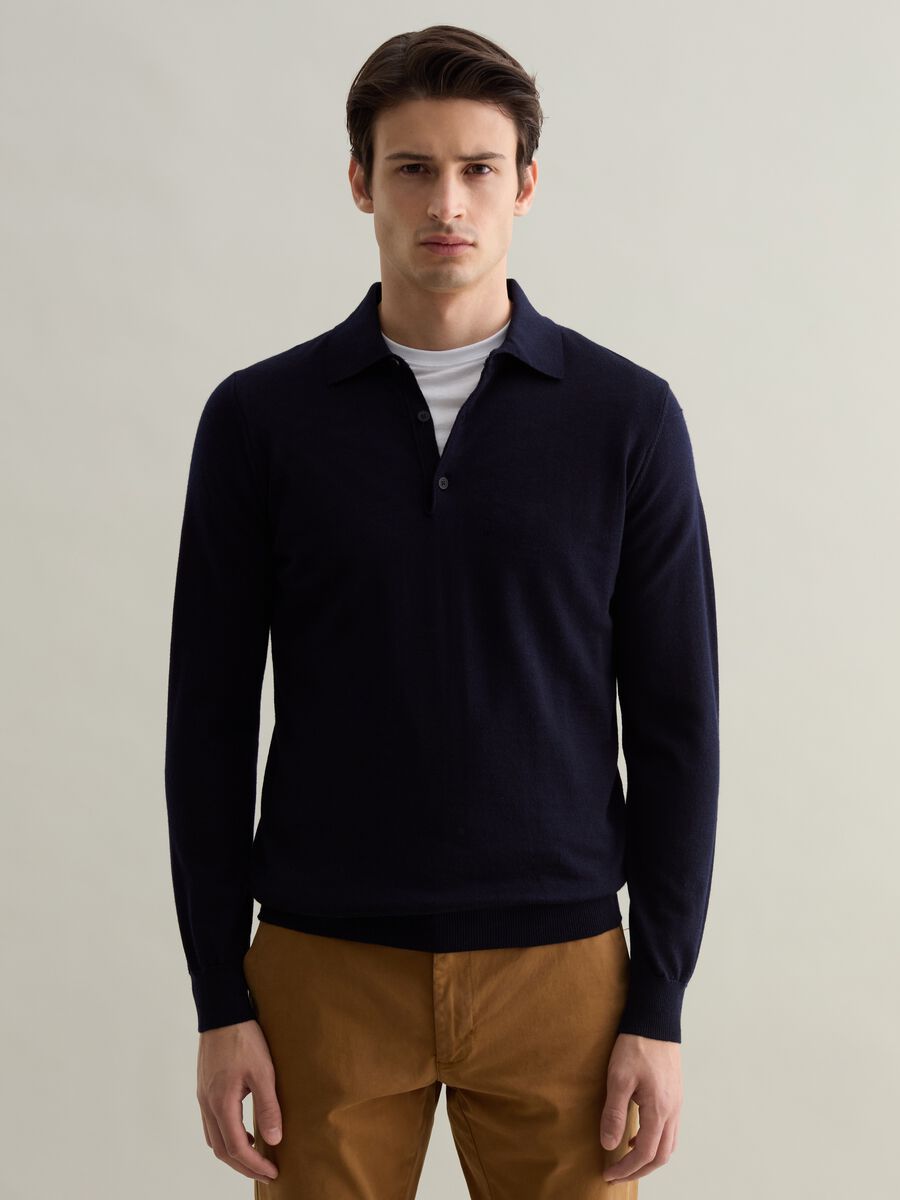 Merino wool top with polo neck_0