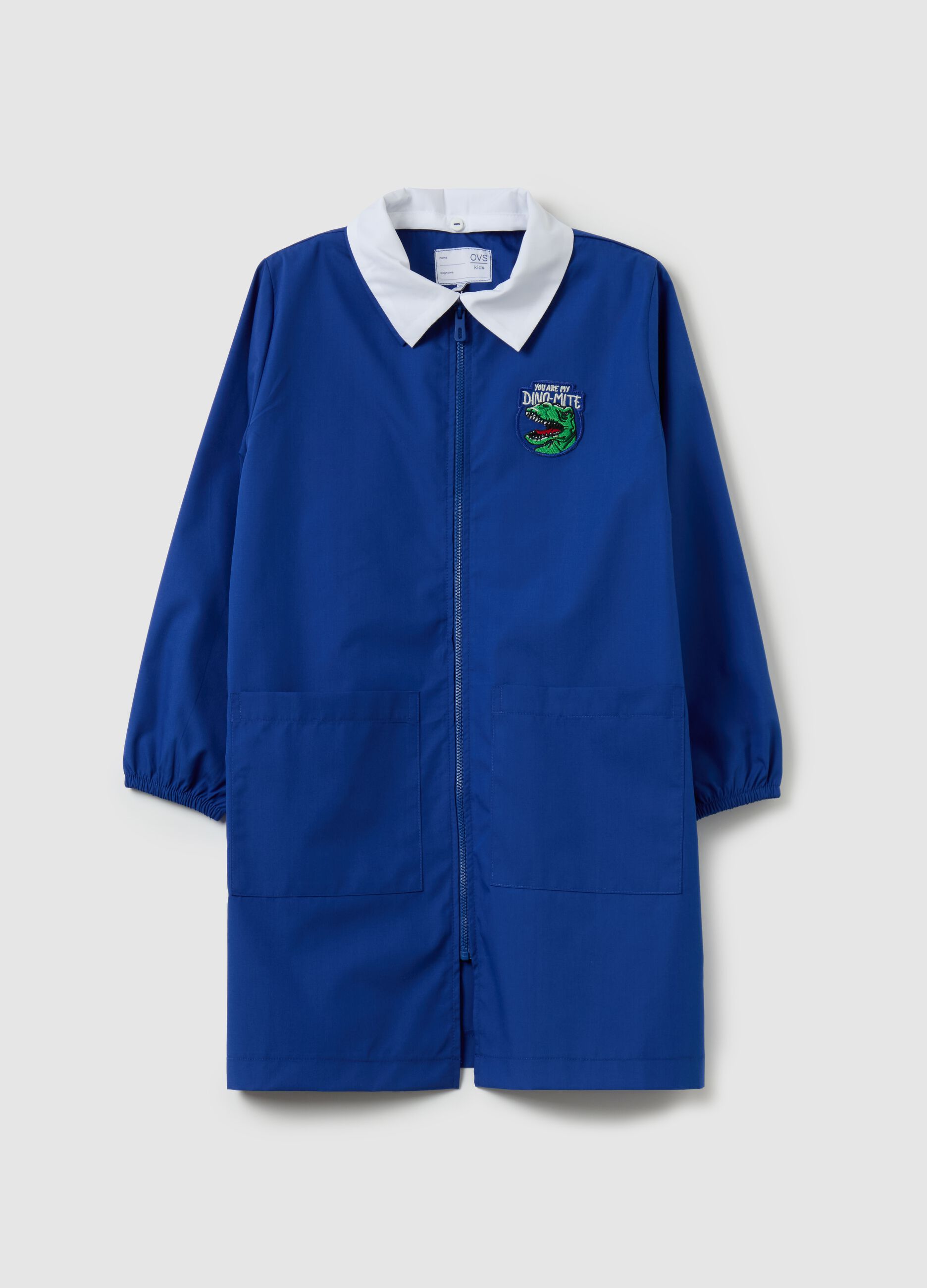 Smock with zip and dinosaur patch