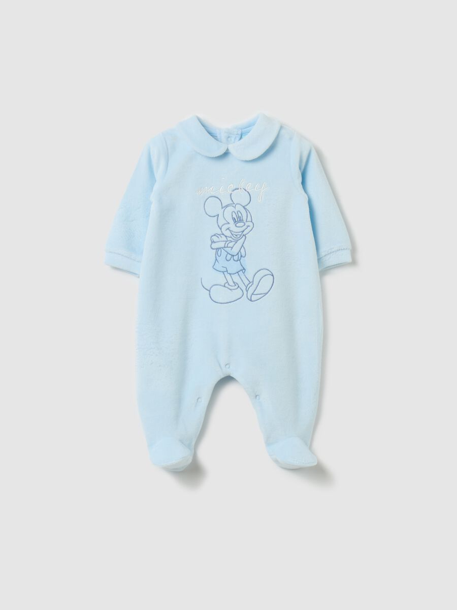 Velour onesie with feet and Mickey Mouse print_0